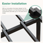 Vantor metal bed frame black steel slat support with one-piece design for easier installation. Close-up detail.