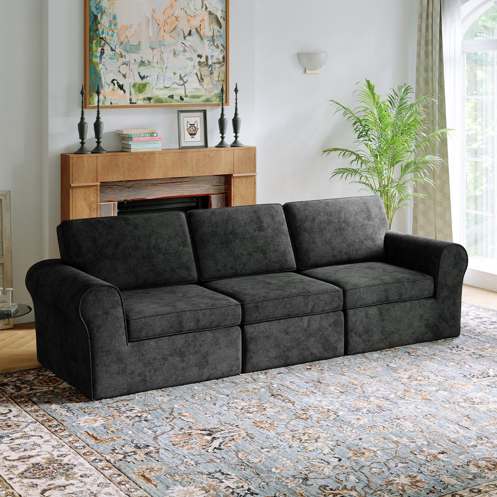 ComfyRoll Chenille Modular Sectional Sofa - Dark Gray