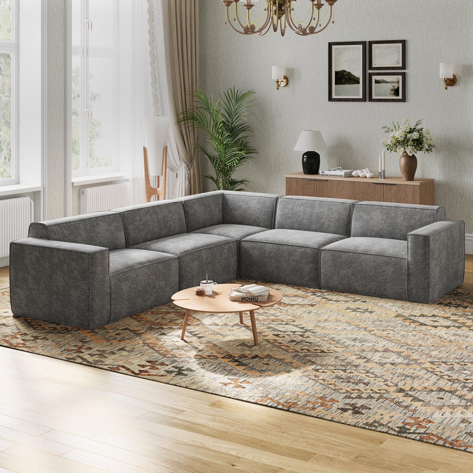 Minimalist Performance Chenille Modular Sofa - Dark Gray