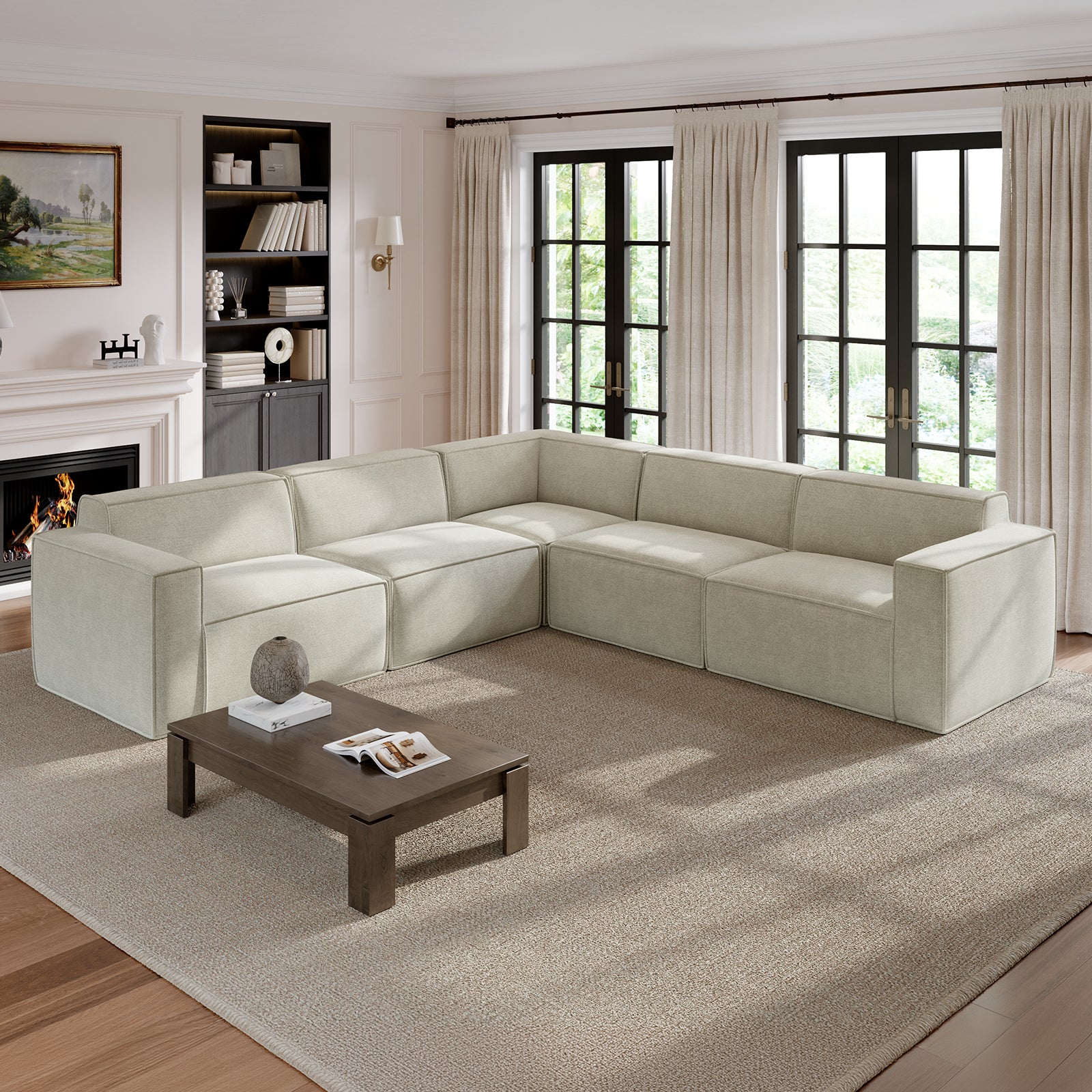 Minimalist Performance Chenille Modular Sofa - Beige