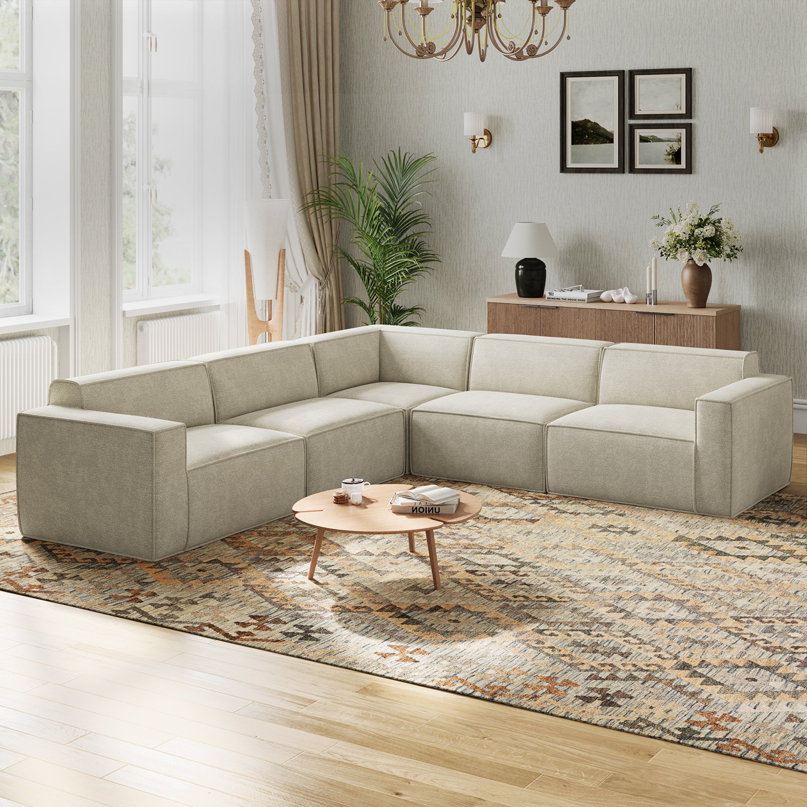 Minimalist Performance Chenille Modular Sofa - Beige