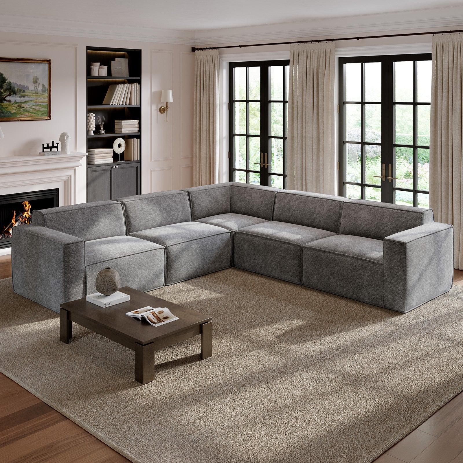 Minimalist Performance Chenille Modular Sofa - Dark Gray