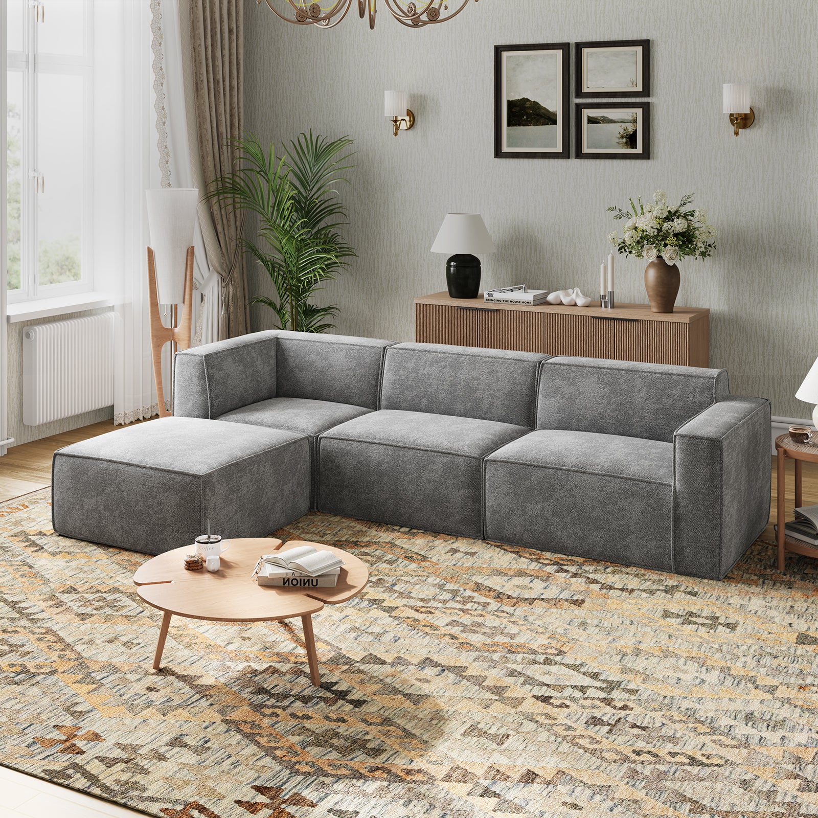 Minimalist Performance Chenille Modular Sofa - Dark Gray