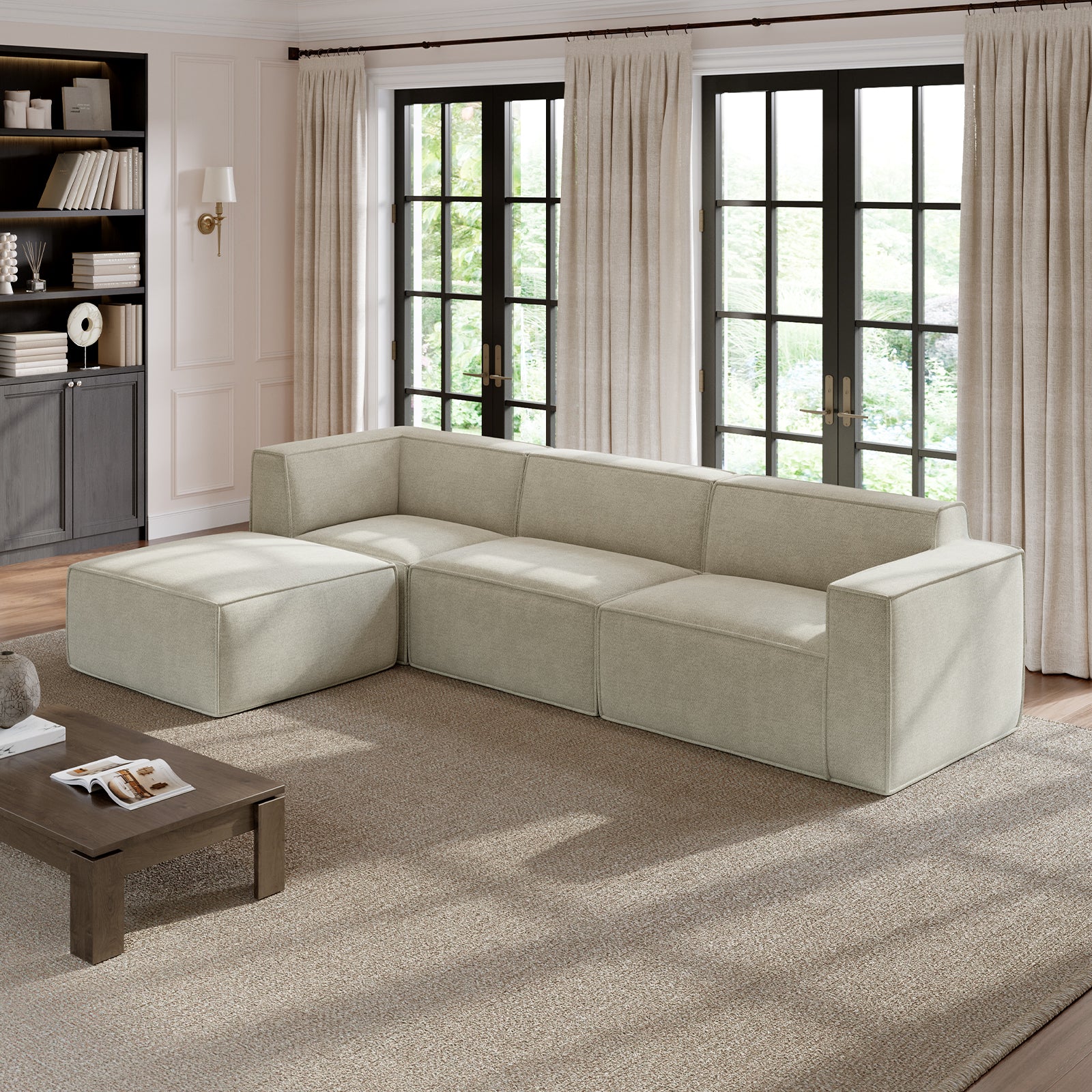 Minimalist Performance Chenille Modular Sofa - Beige