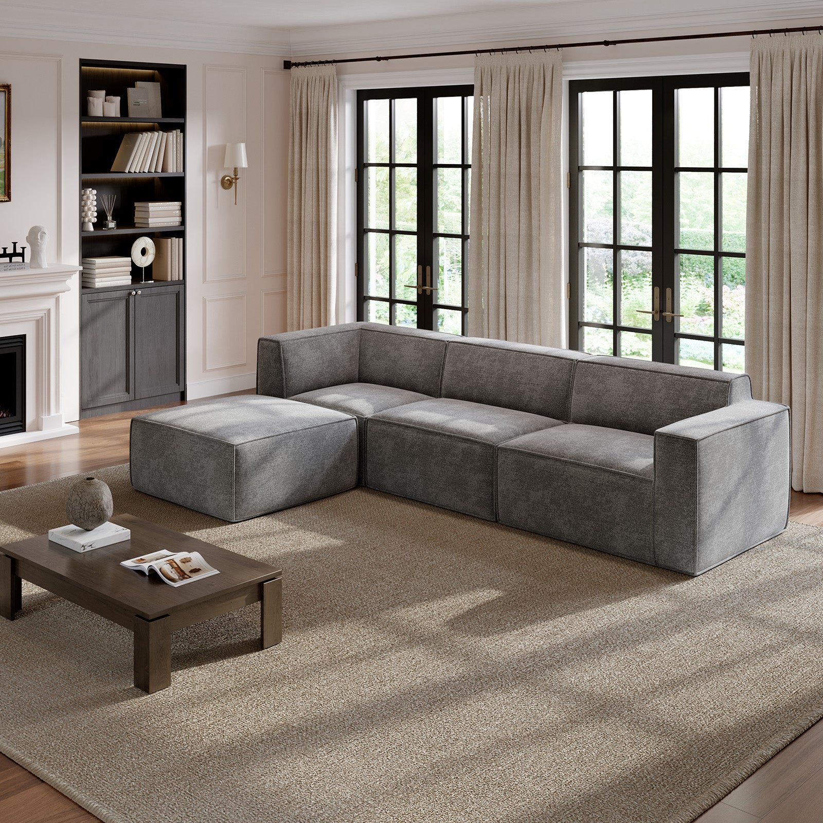 Minimalist Performance Chenille Modular Sofa - Dark Gray