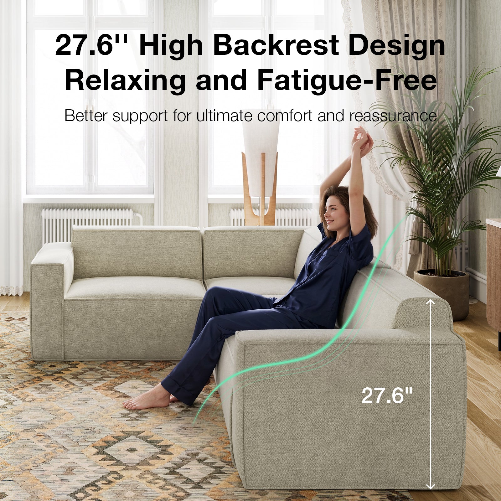 Minimalist Performance Chenille Modular Sofa - Beige