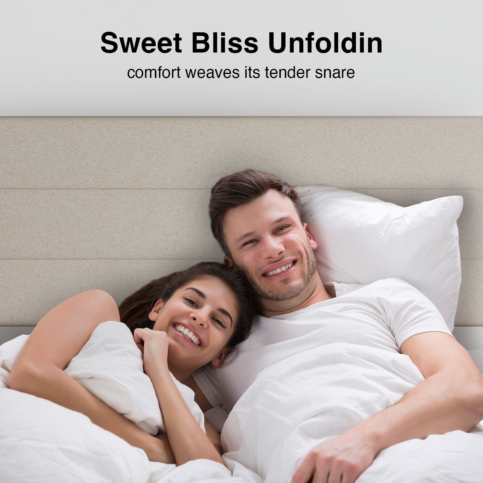 Lina Stripe Bed Frame with Adjustable Headboard