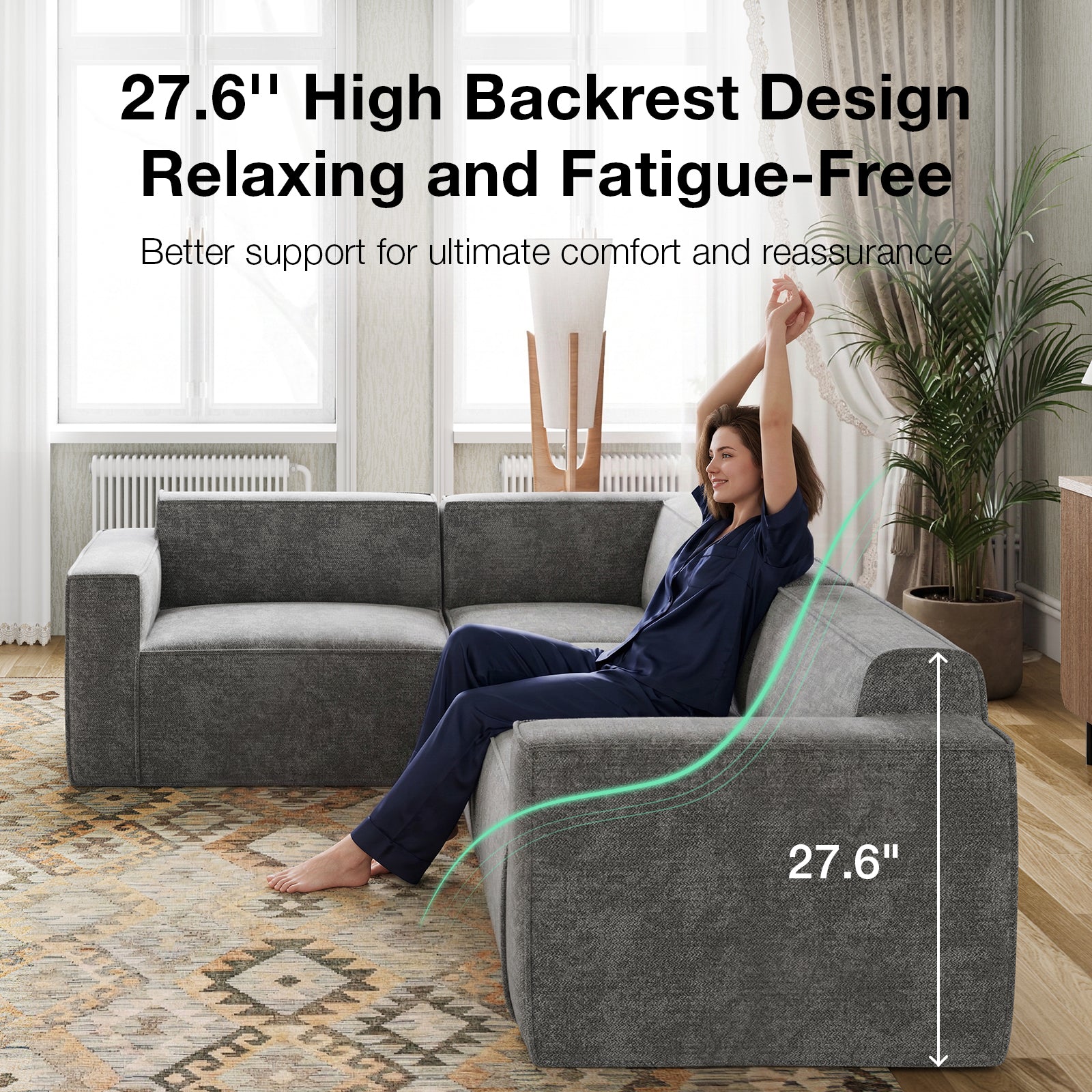 Minimalist Performance Chenille Modular Sofa - Dark Gray