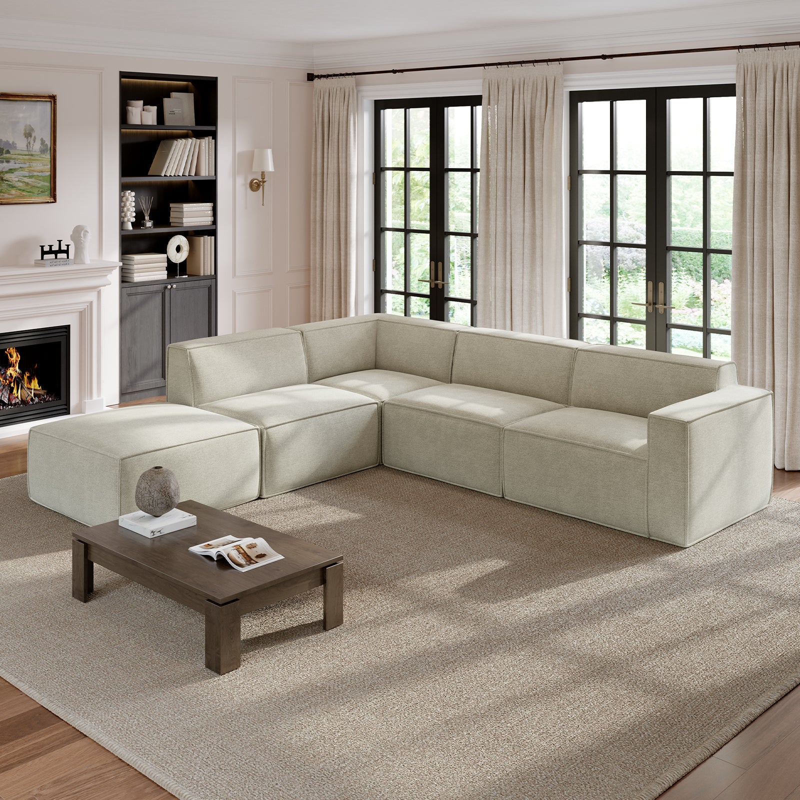 Minimalist Performance Chenille Modular Sofa - Beige