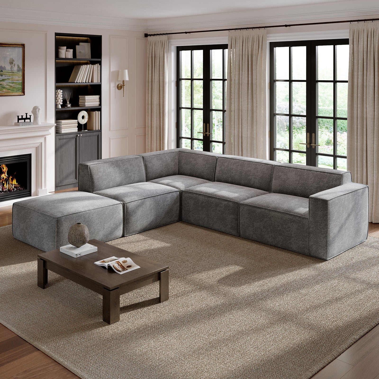 Minimalist Performance Chenille Modular Sofa - Dark Gray