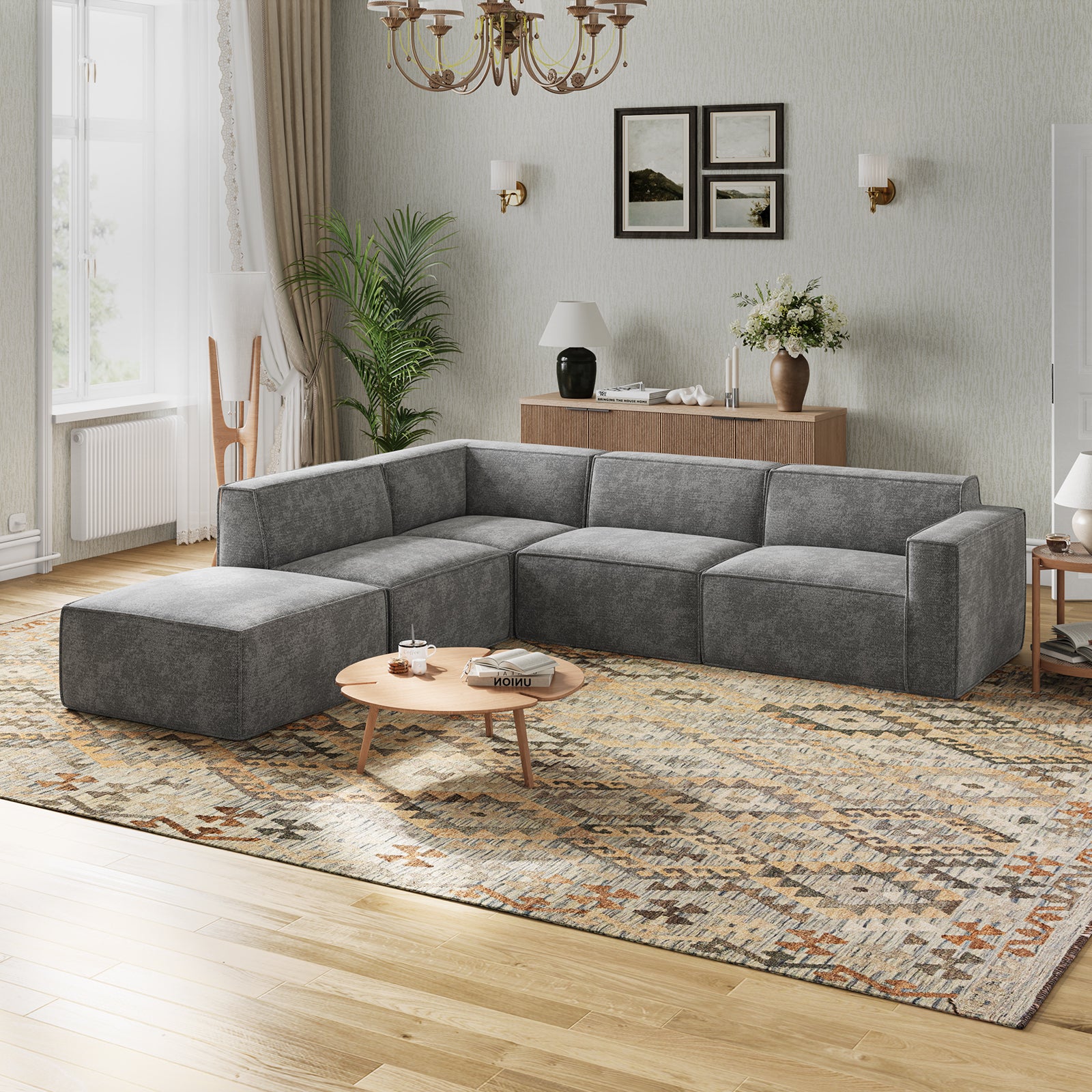 Minimalist Performance Chenille Modular Sofa - Dark Gray