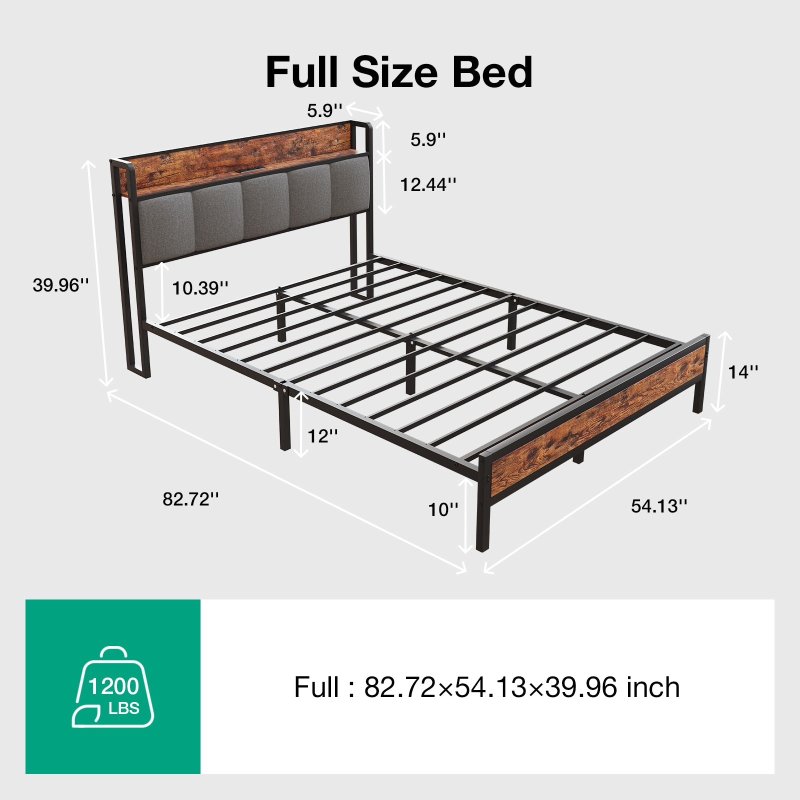 Atlas Charging Storage Bed Frame