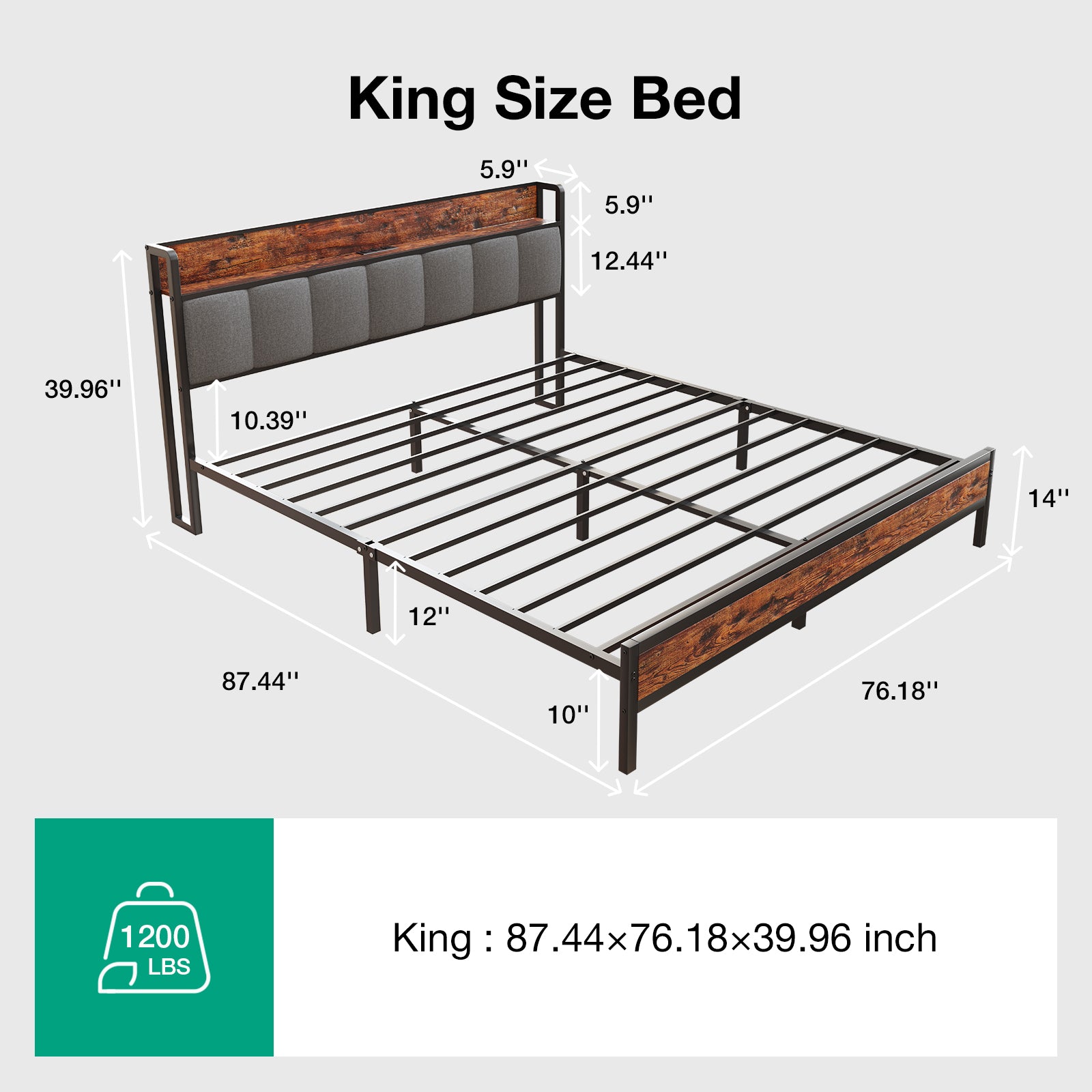Atlas Charging Storage Bed Frame