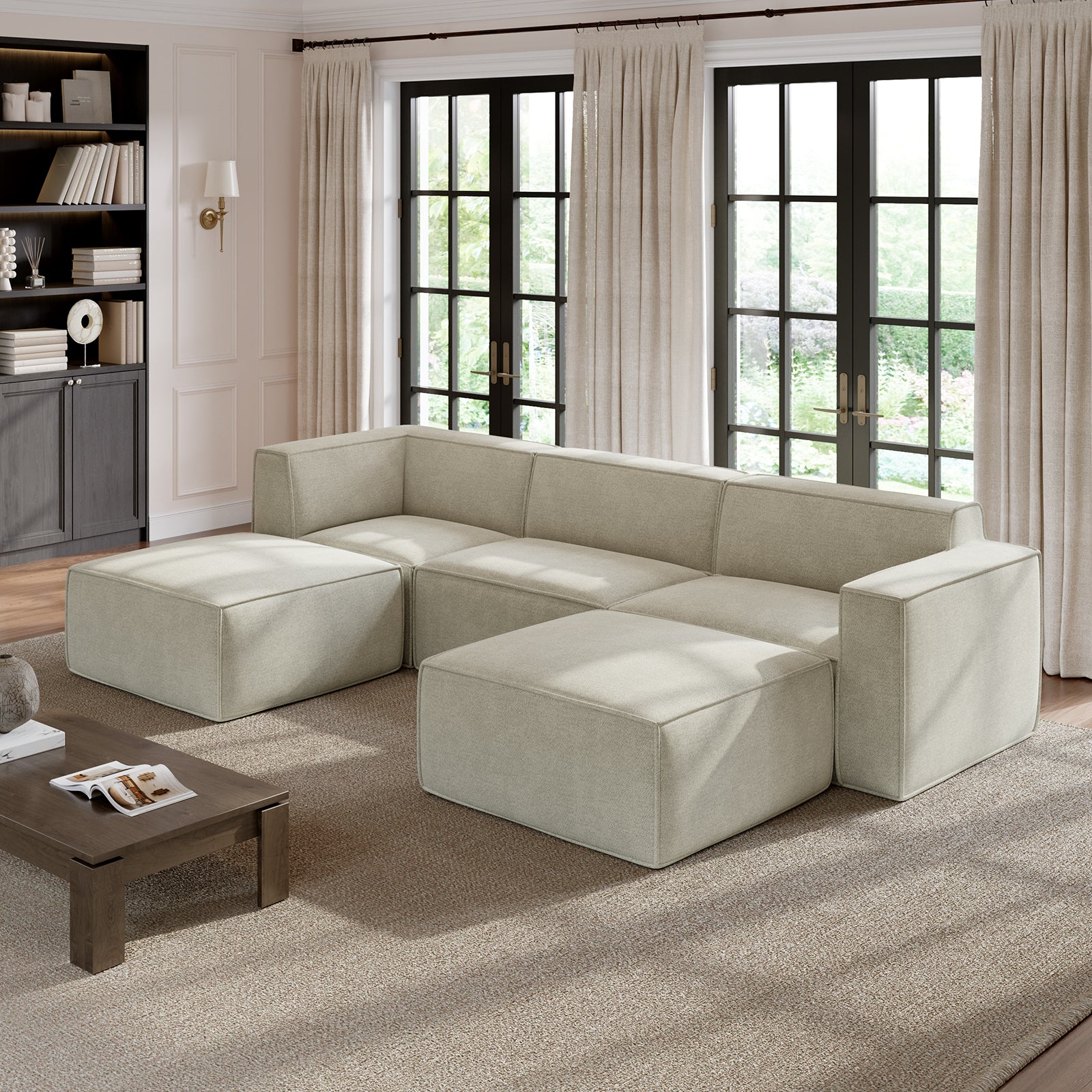 Minimalist Performance Chenille Modular Sofa - Beige