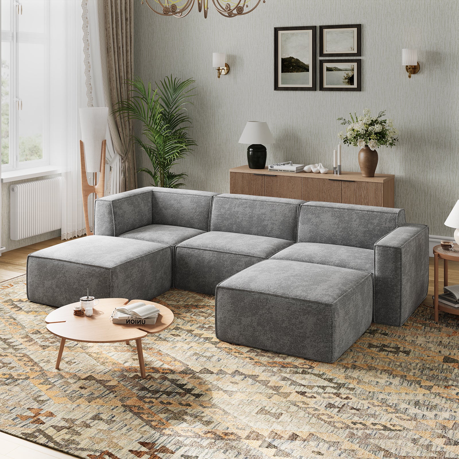 Minimalist Performance Chenille Modular Sofa - Dark Gray