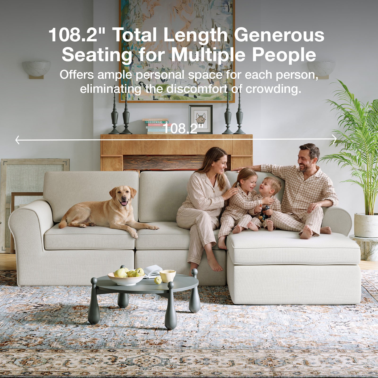 ComfyRoll Chenille Modular Sectional Sofa - White