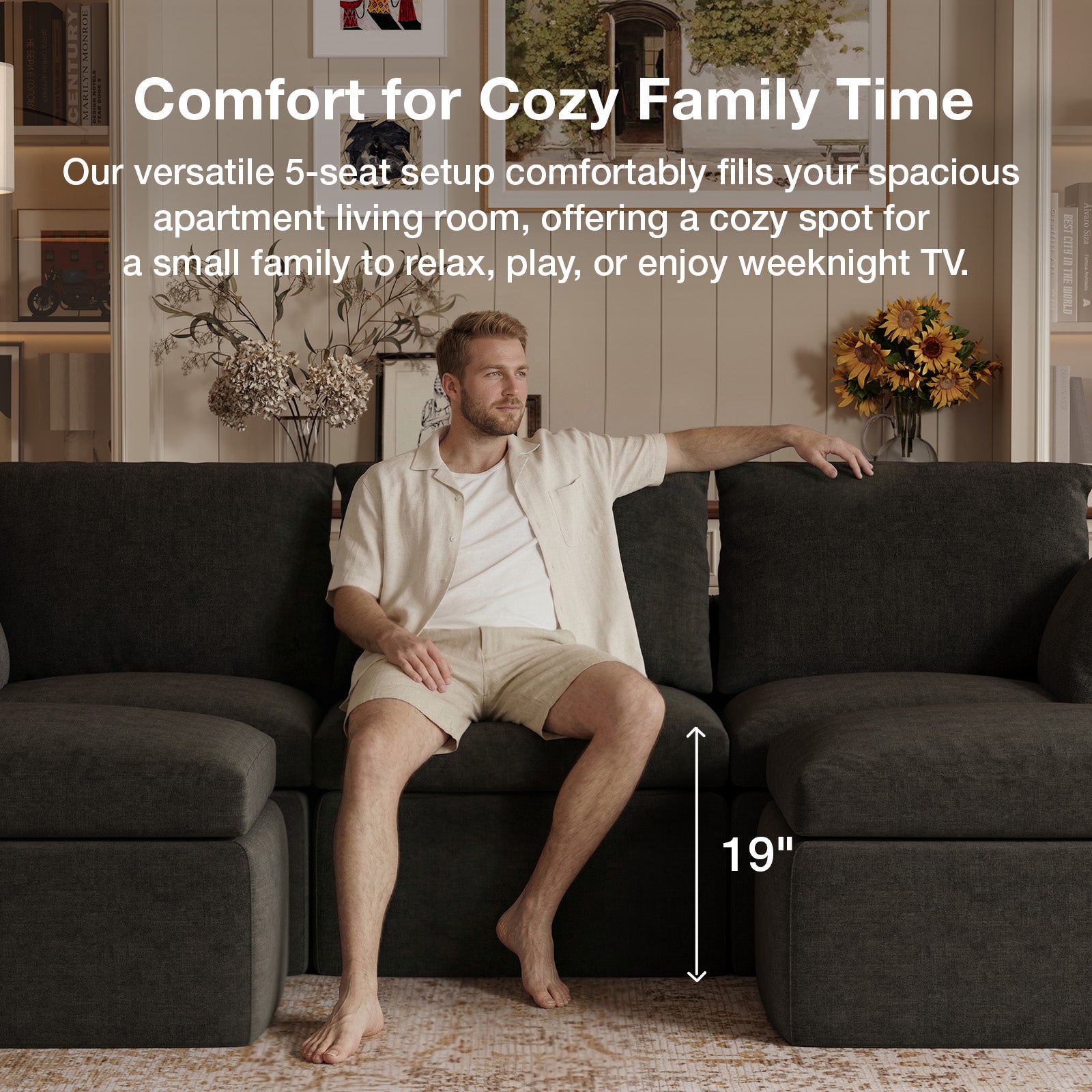 DayDrift Chenille Modular Sectional Sofa - Dark Gray