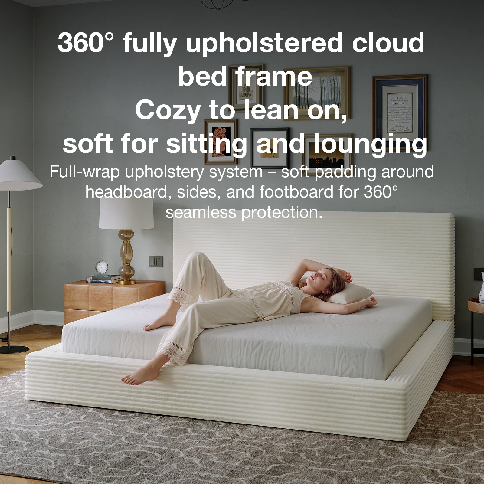 CloudSoft Corduroy Upholstered Platform Bed Frame