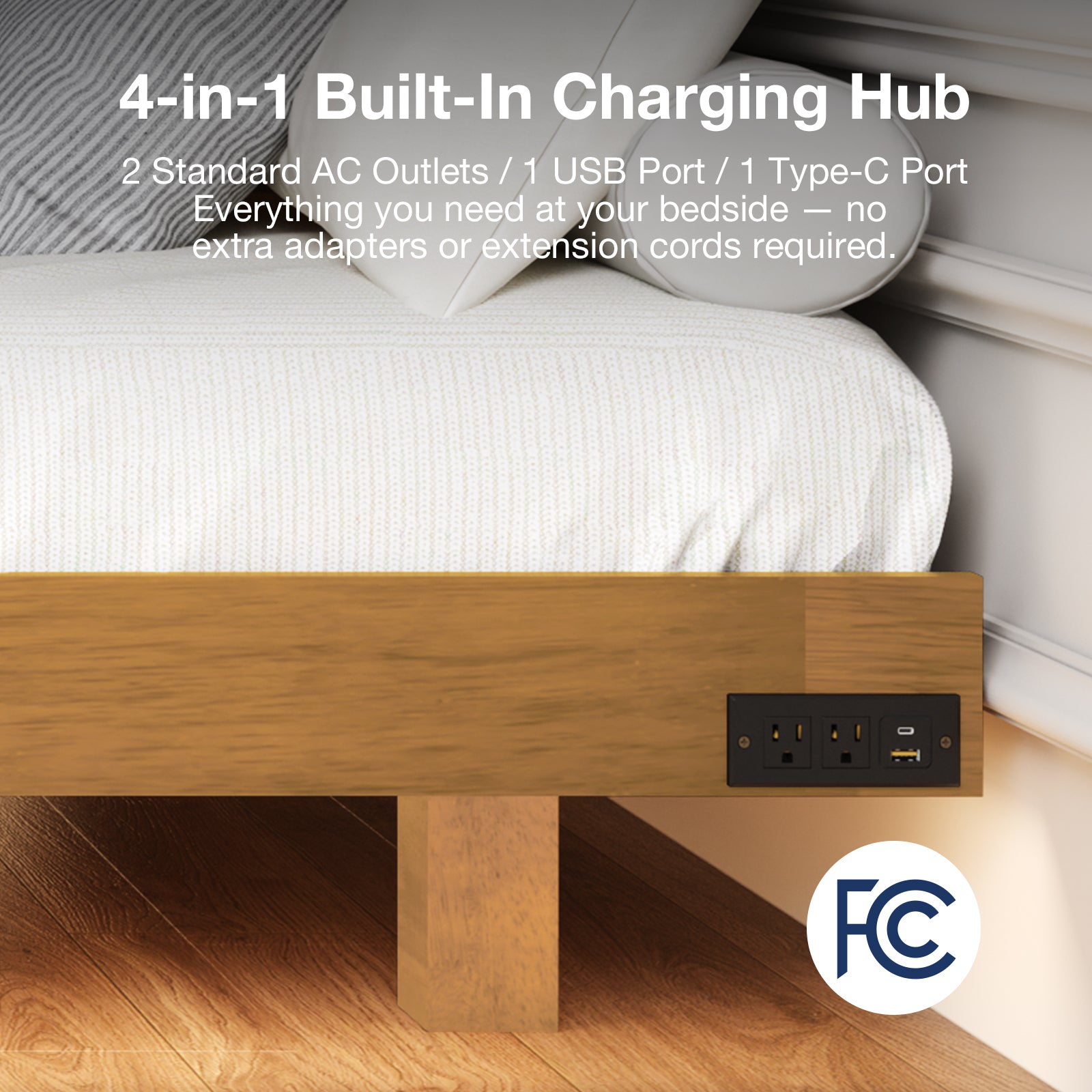 Alora Floating Solid Wood LED Bed Frame