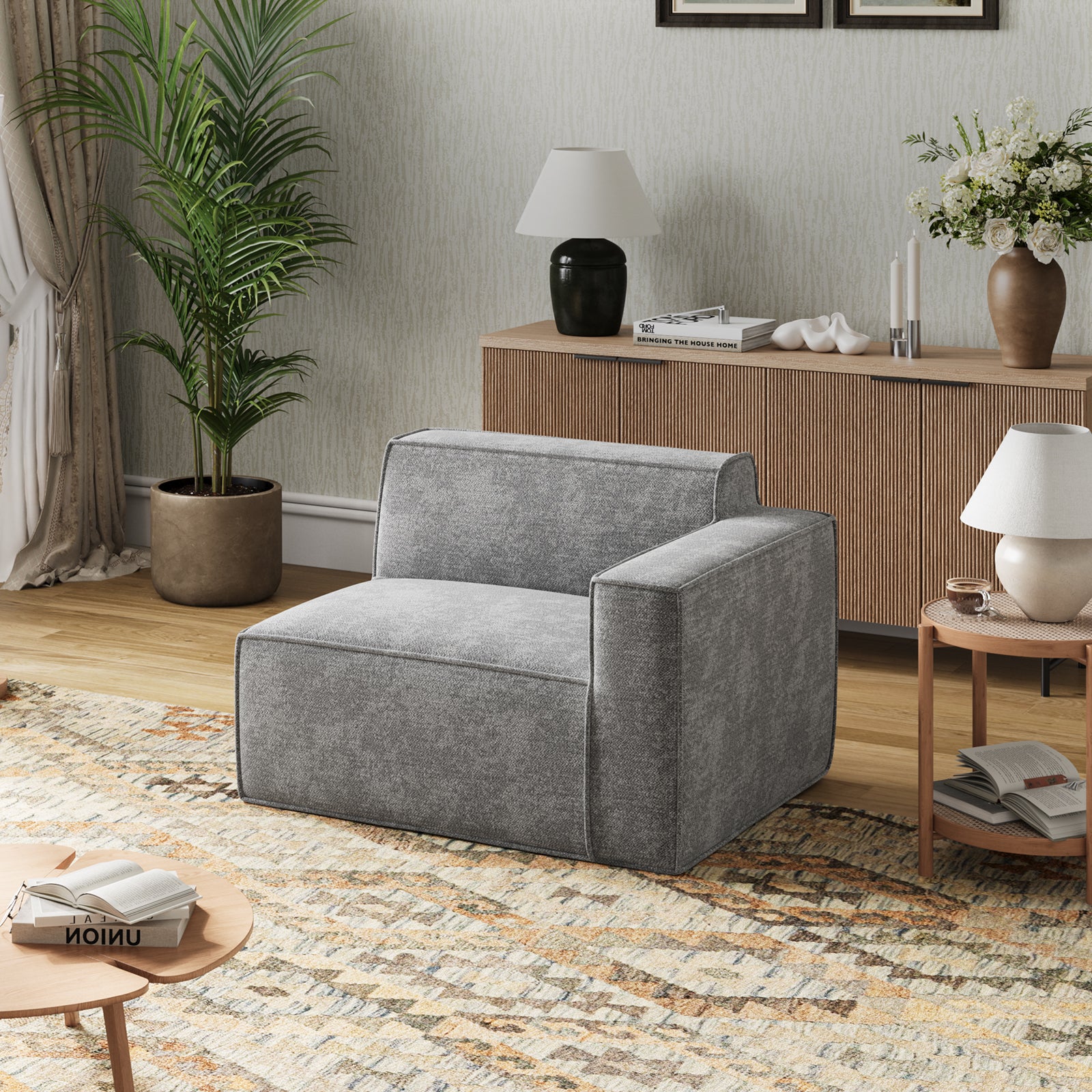 Minimalist Performance Chenille Modular Sofa - Dark Gray
