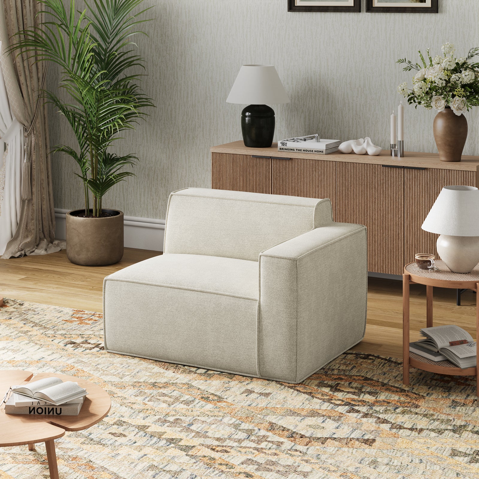 Minimalist Performance Chenille Modular Sofa - Beige