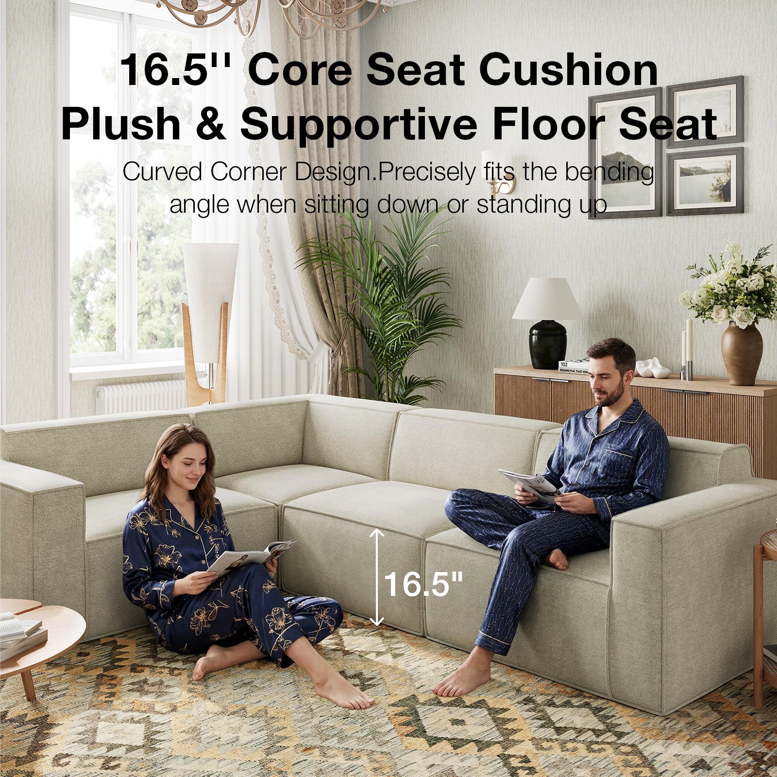 Minimalist Performance Chenille Modular Sofa - Beige