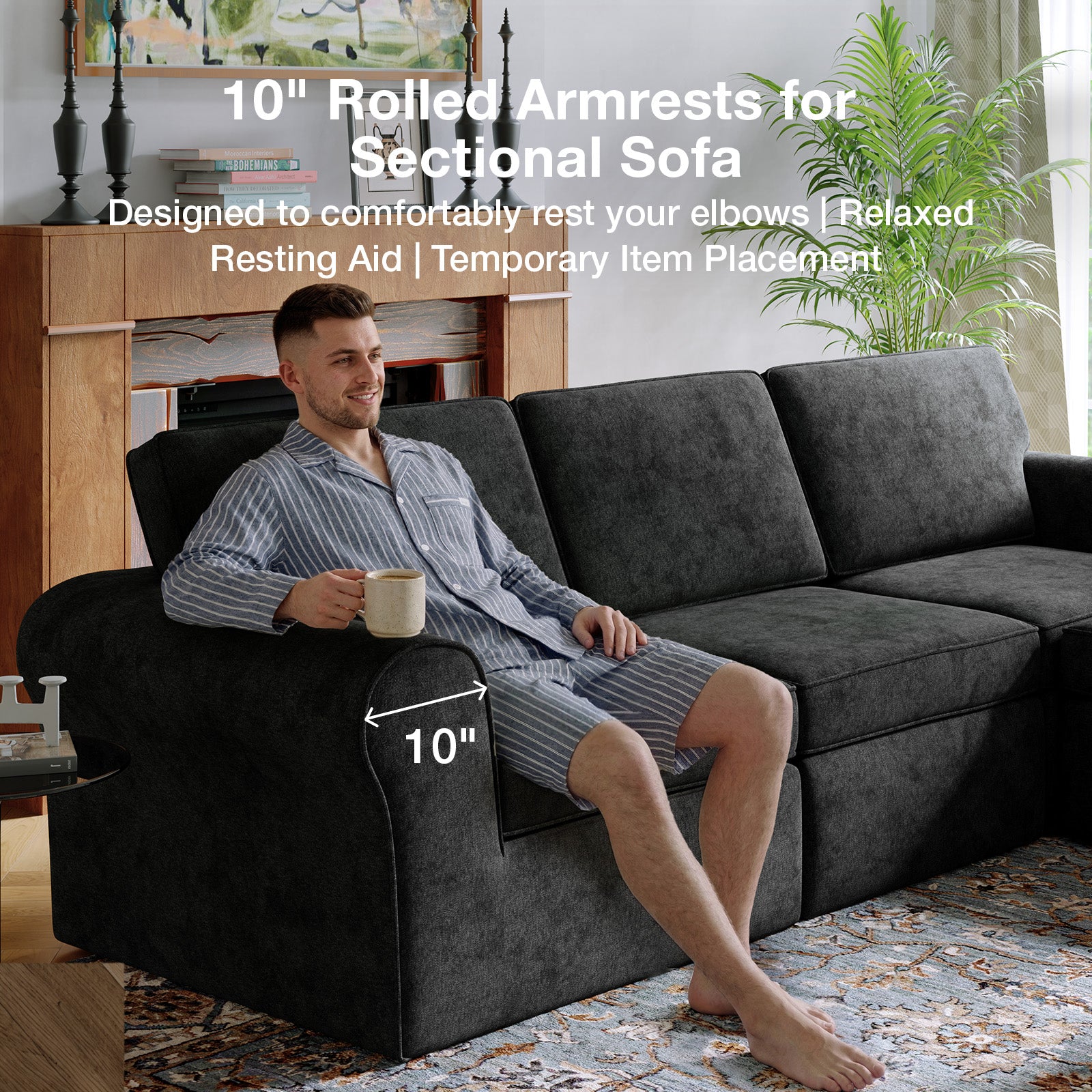 ComfyRoll Chenille Modular Sectional Sofa - Dark Gray