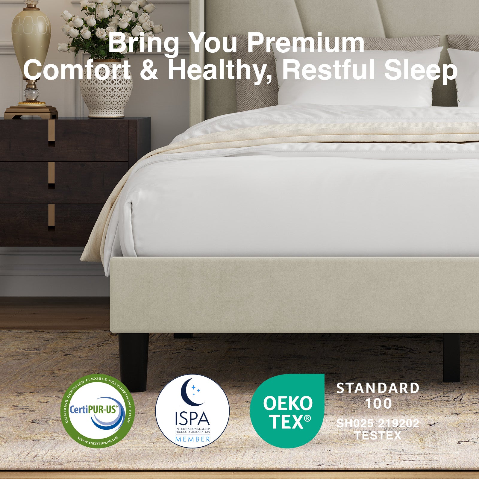 Haven Wingback Upholstered Bed Frame