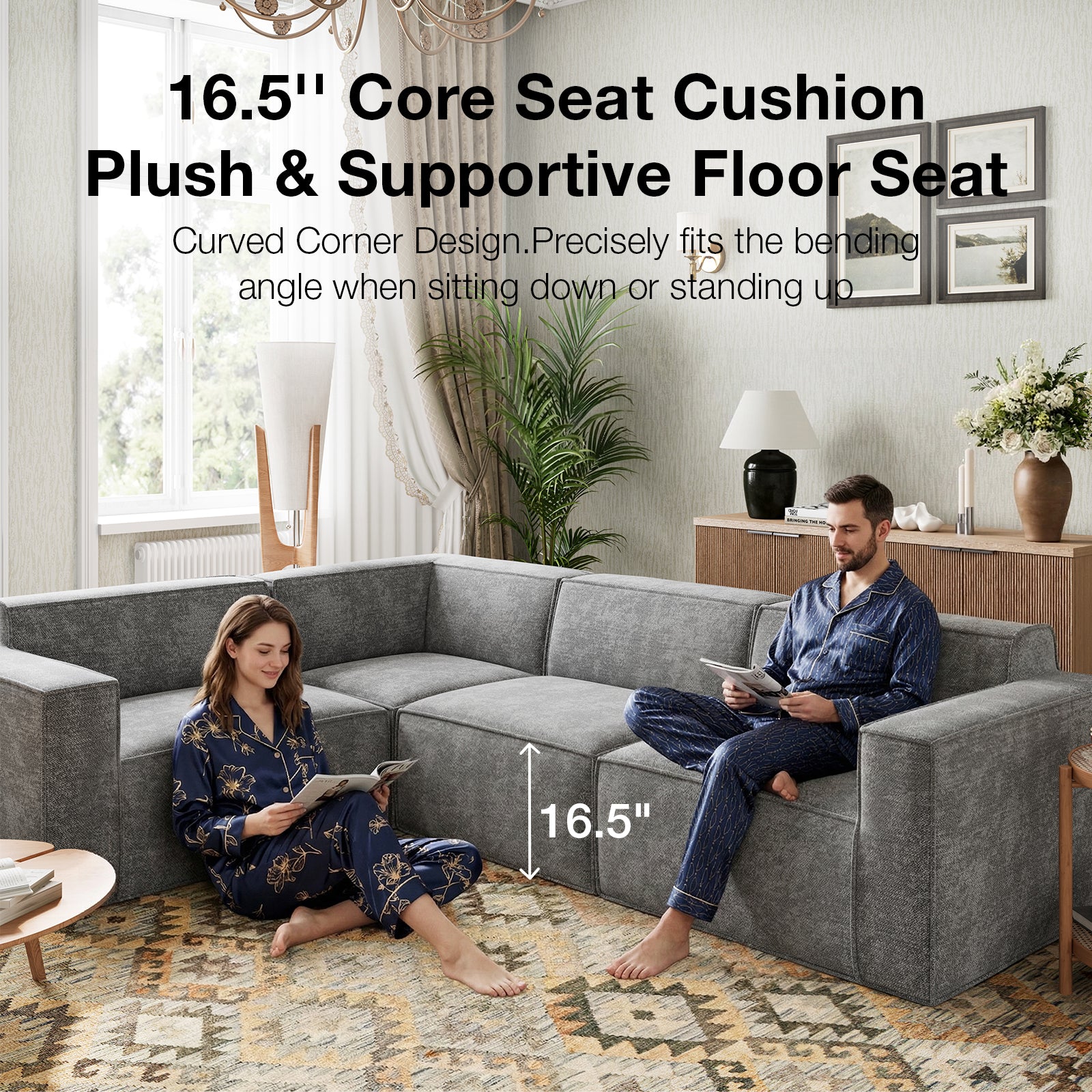 Minimalist Performance Chenille Modular Sofa - Dark Gray