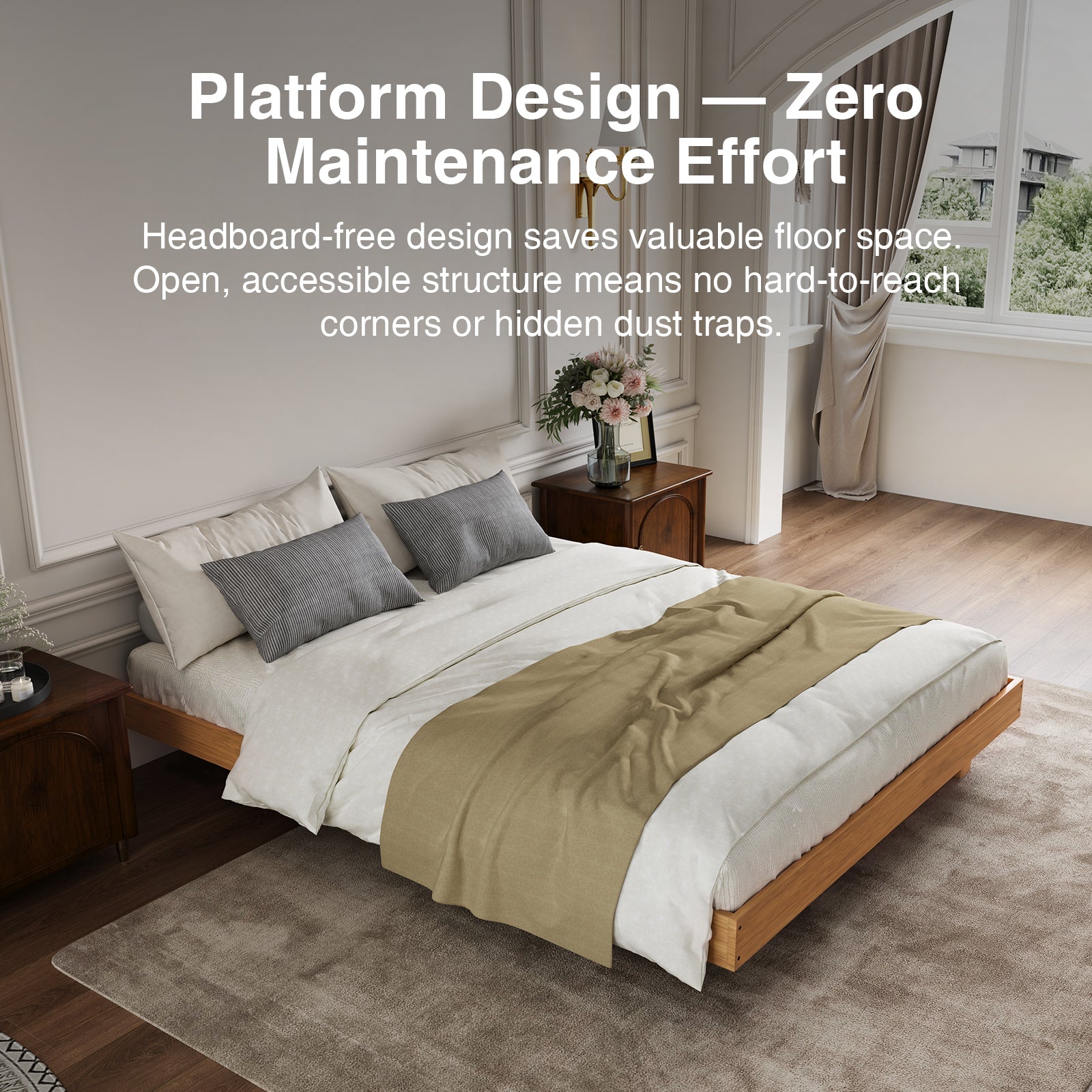 Alora Floating Solid Wood LED Bed Frame