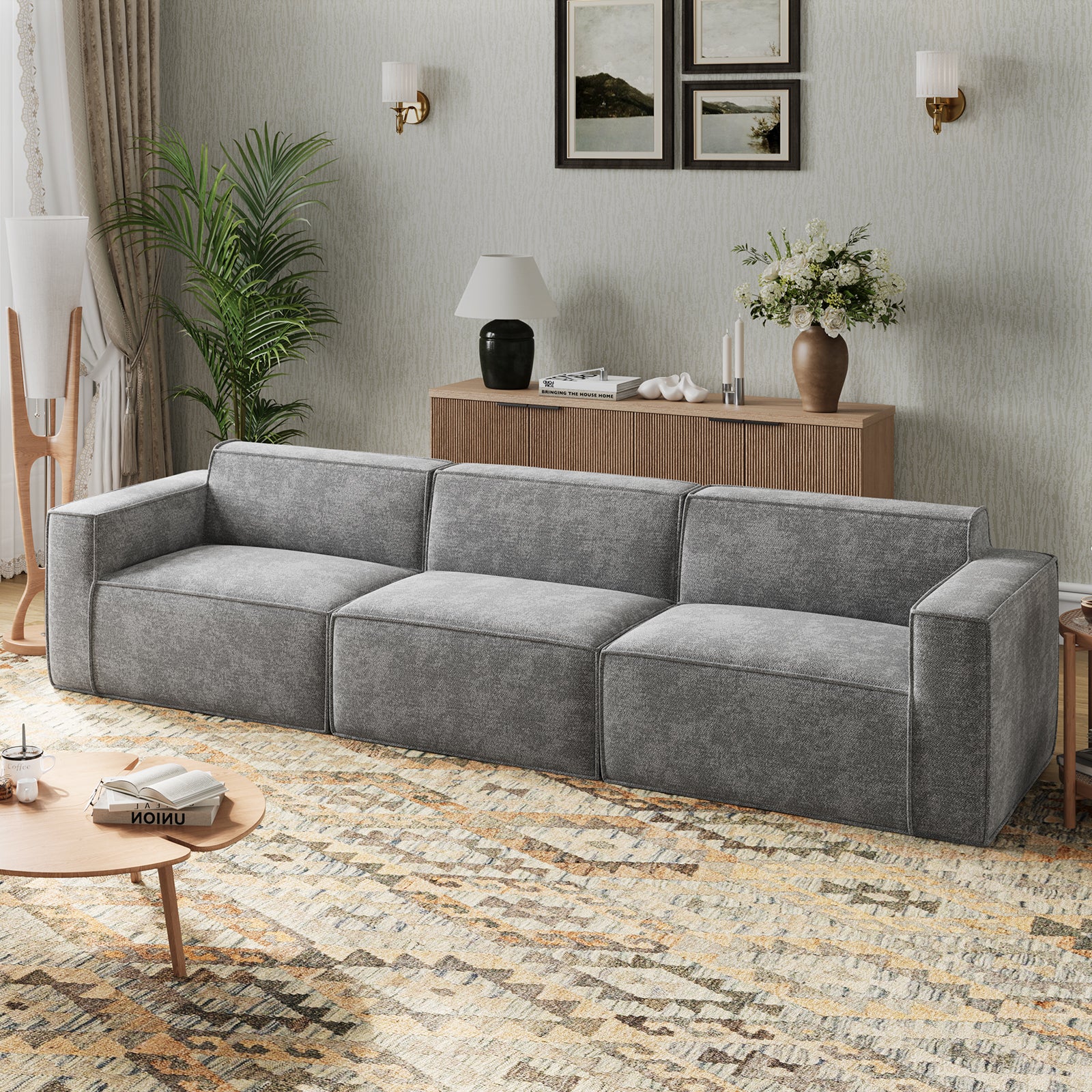 Minimalist Performance Chenille Modular Sofa - Dark Gray