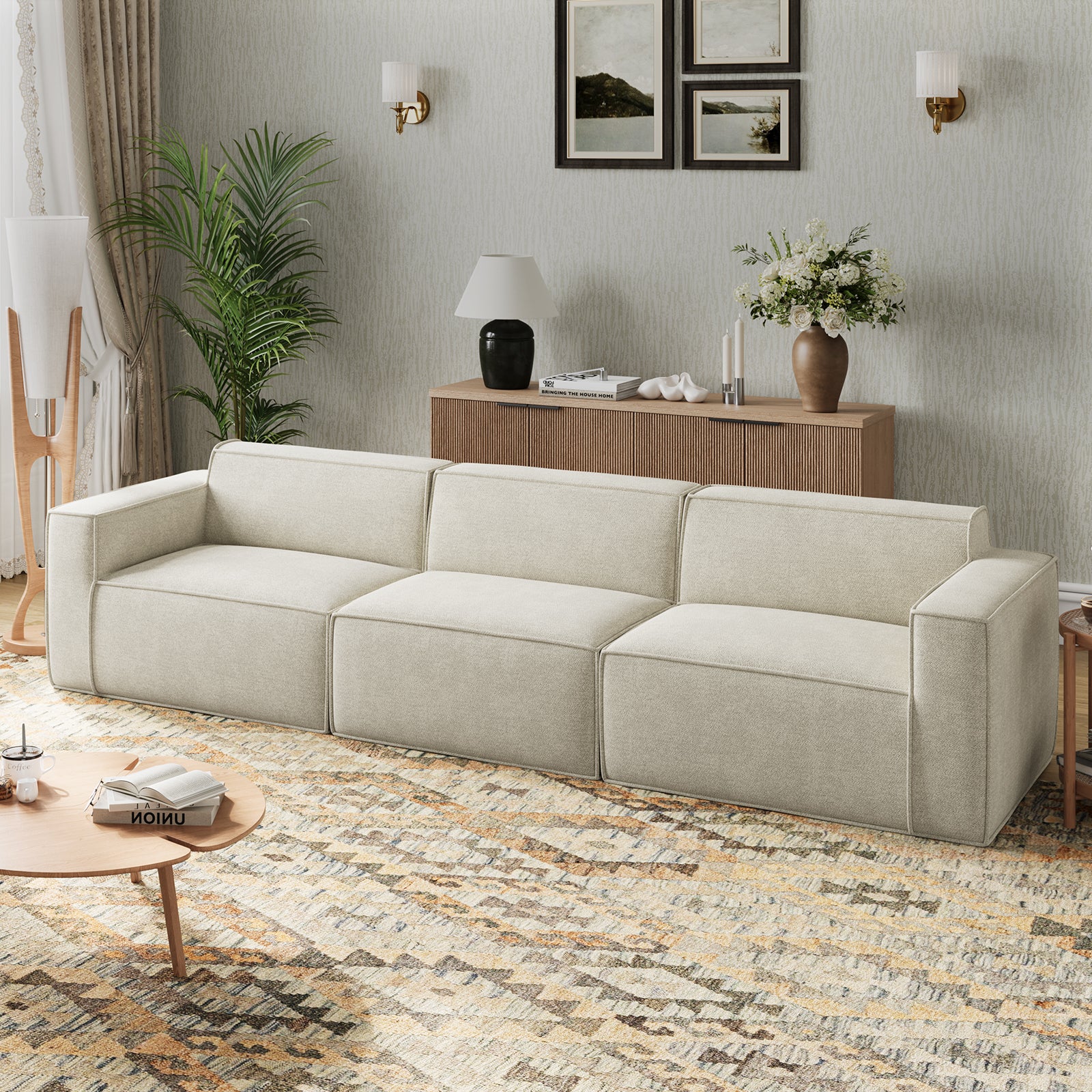 Minimalist Performance Chenille Modular Sofa - Beige
