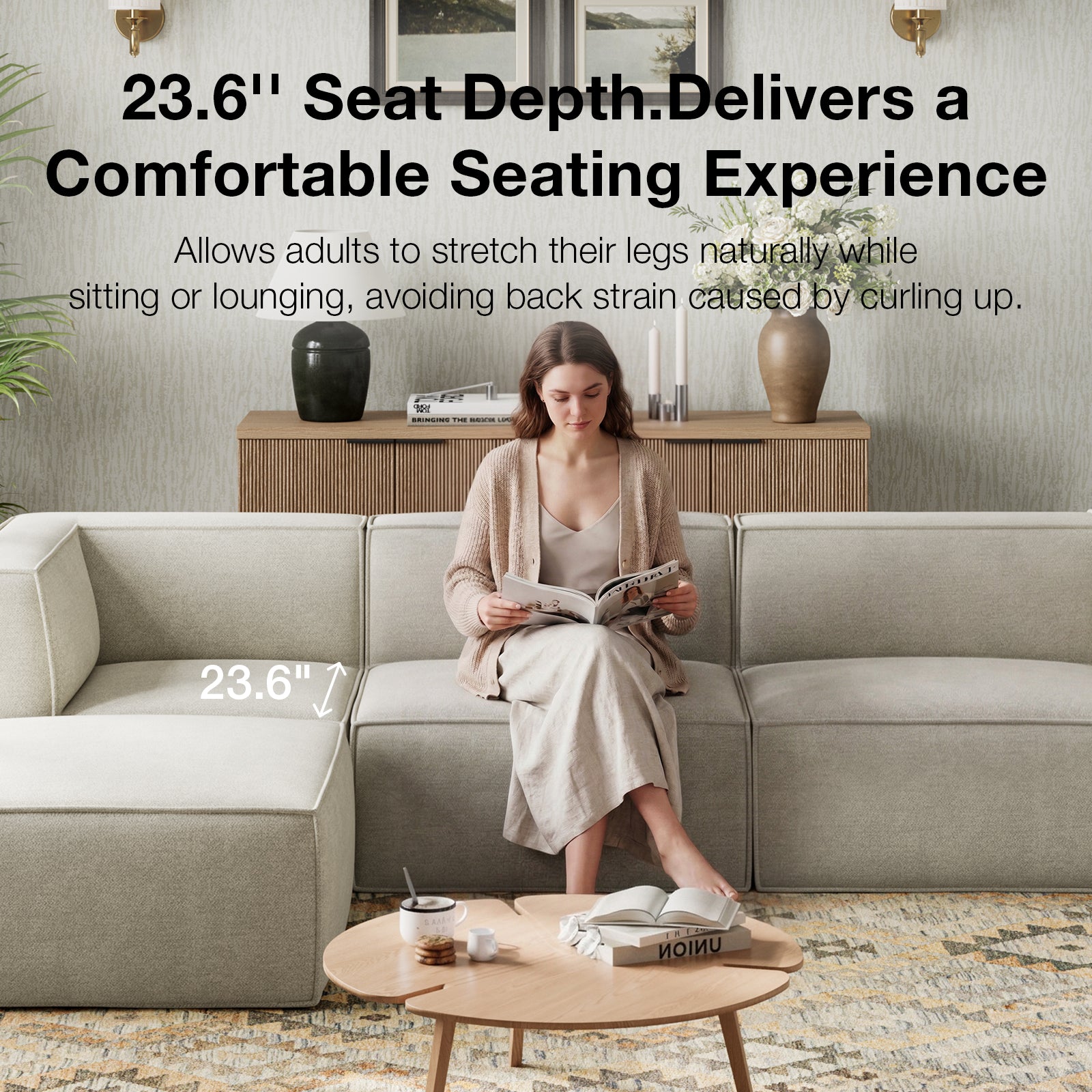 Minimalist Performance Chenille Modular Sofa - Beige