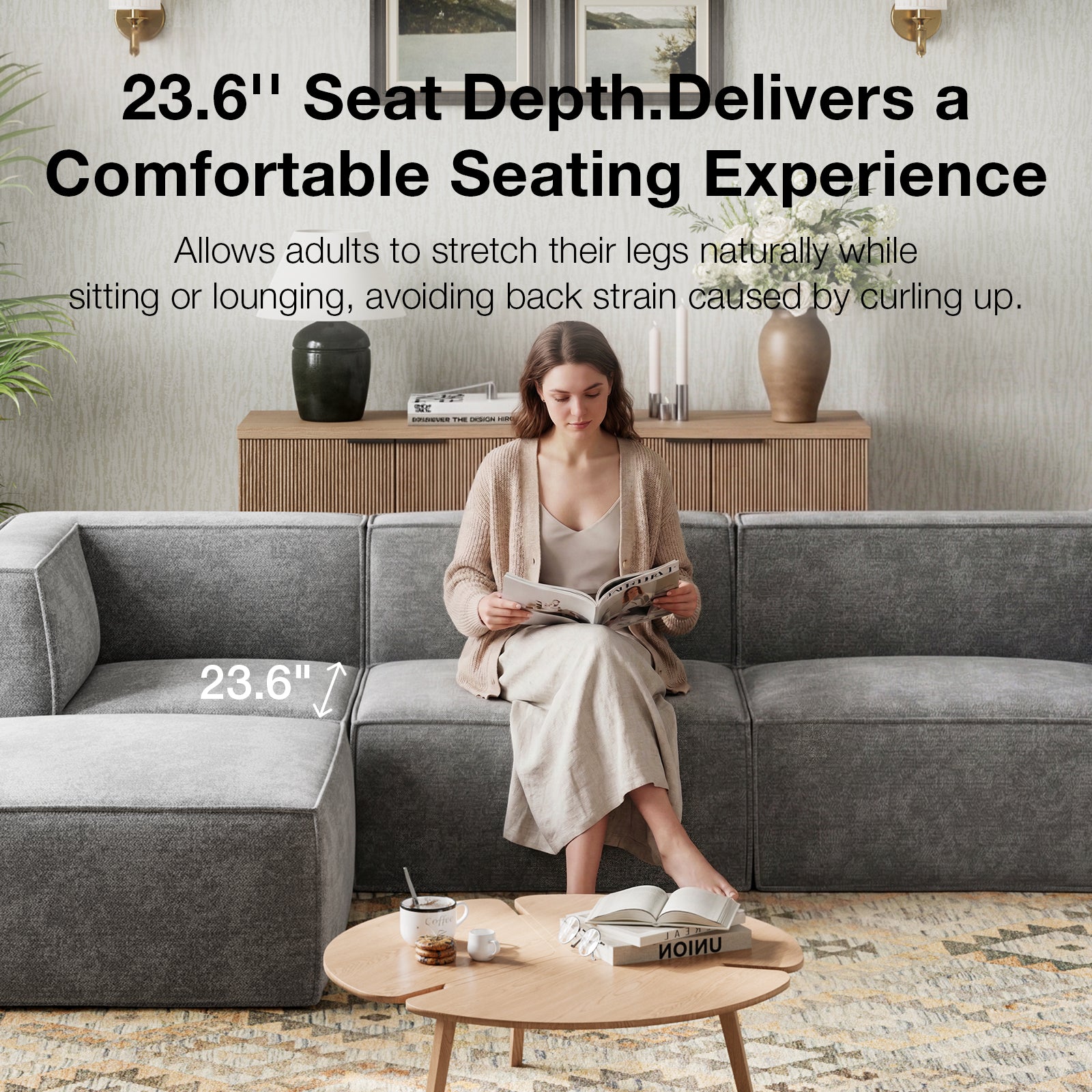 Minimalist Performance Chenille Modular Sofa - Dark Gray