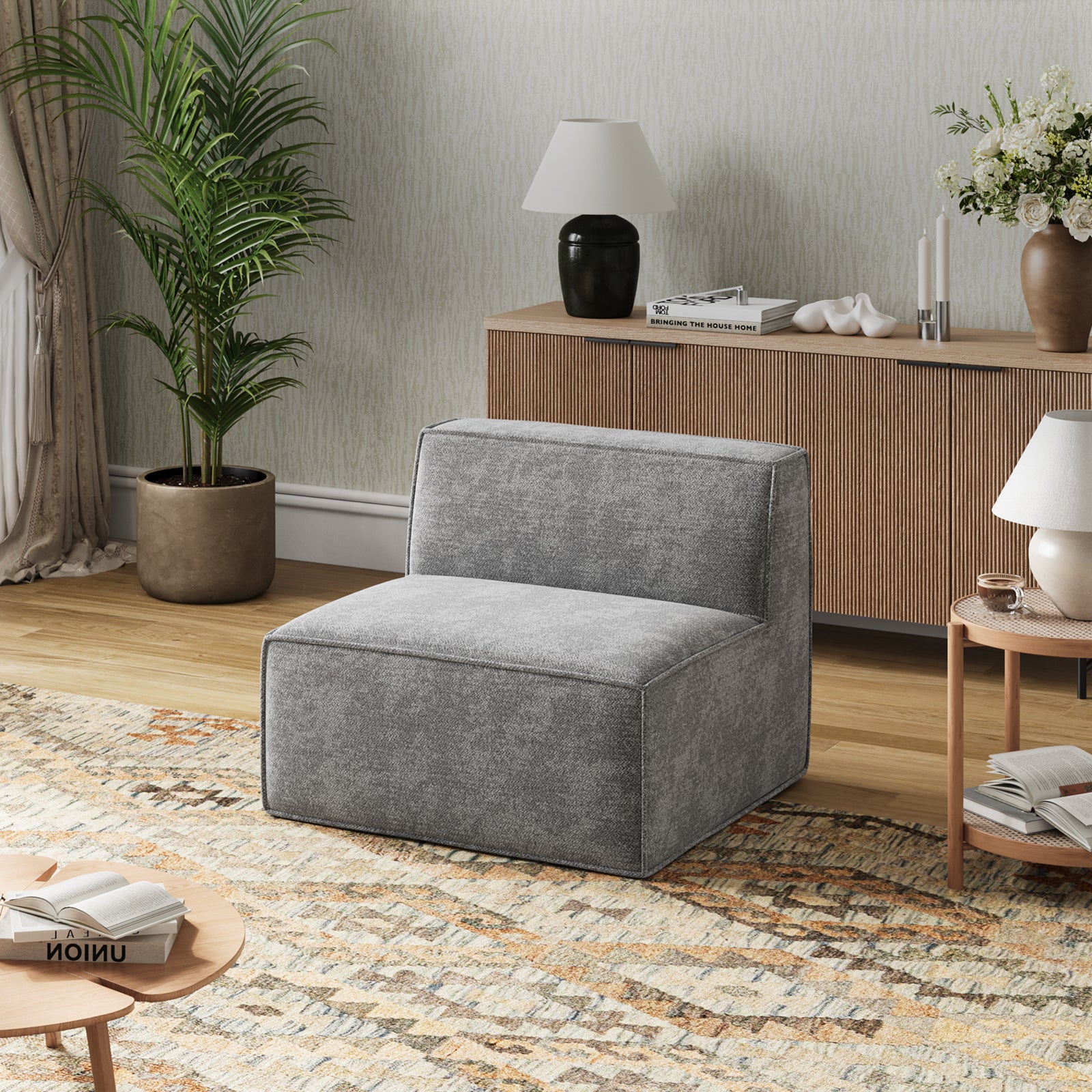 Minimalist Performance Chenille Modular Sofa - Dark Gray