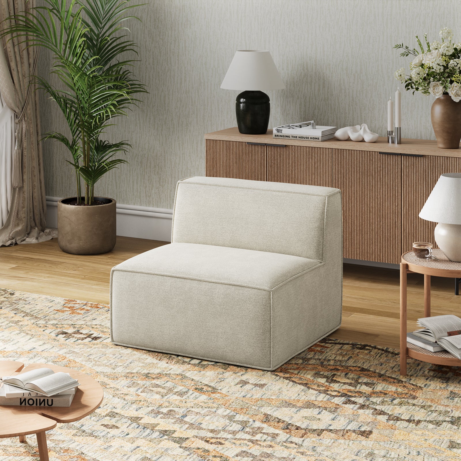 Minimalist Performance Chenille Modular Sofa - Beige