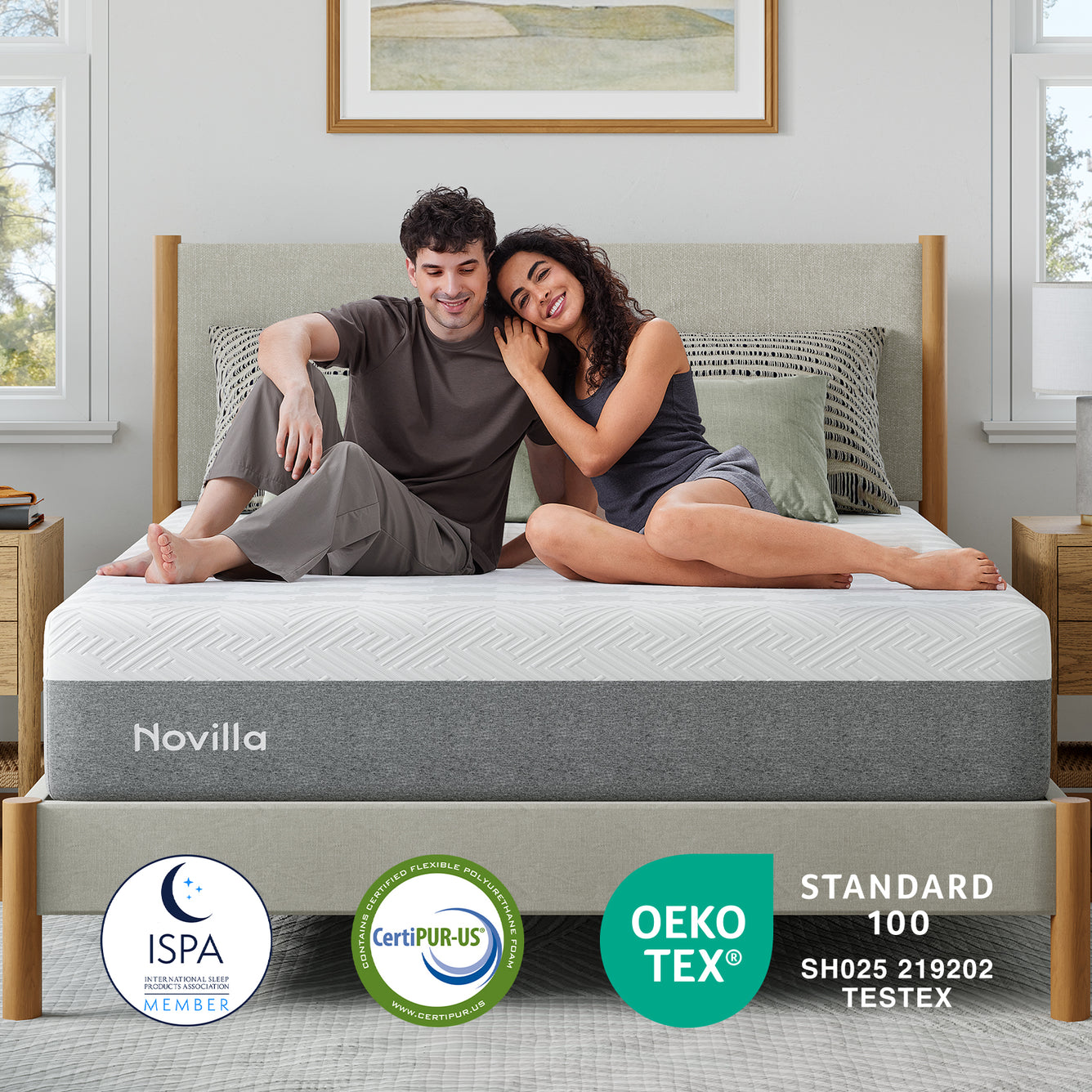 Novilla® White & Gray Bliss Mattress | Cooling Sleep Comfort