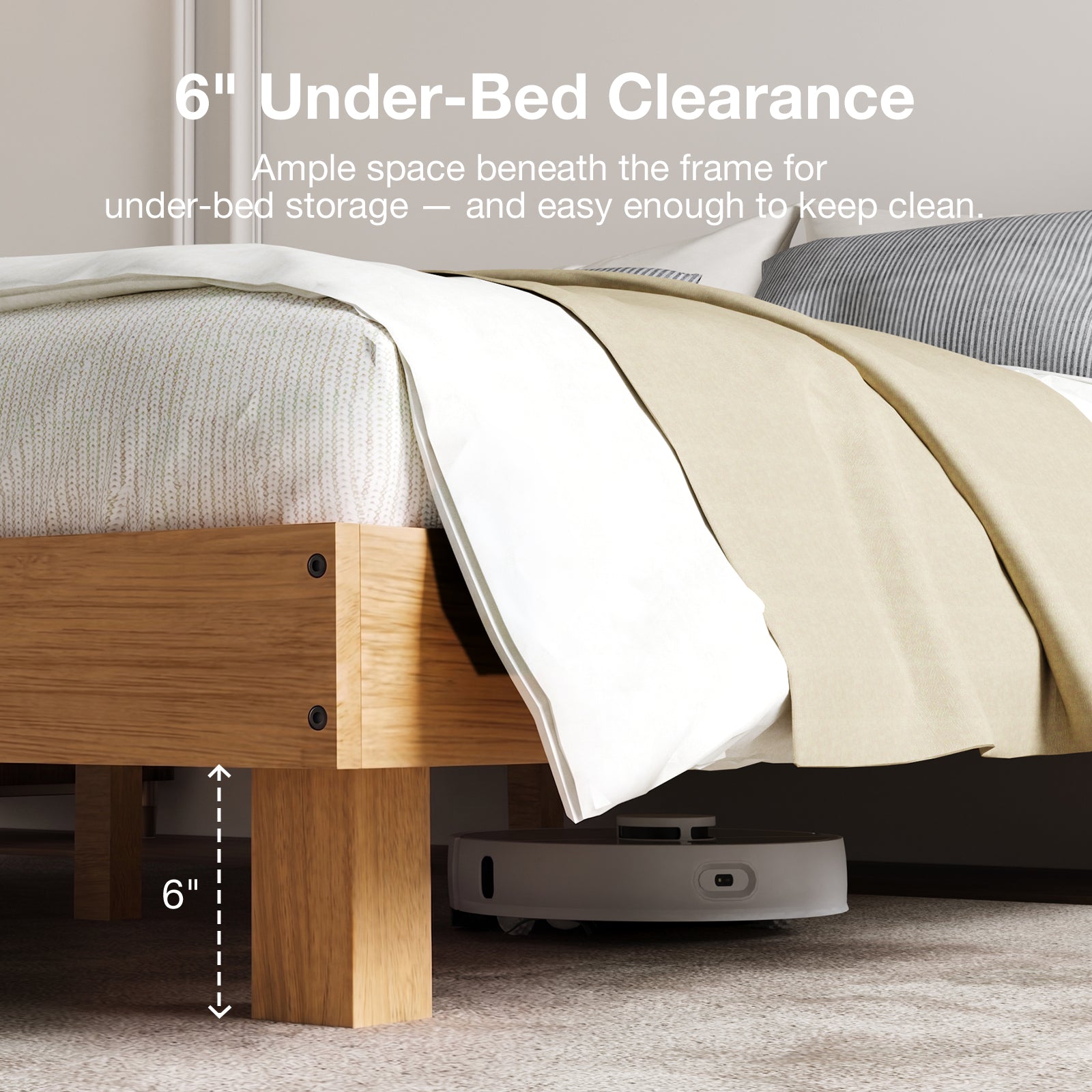 Alora Floating Solid Wood LED Bed Frame