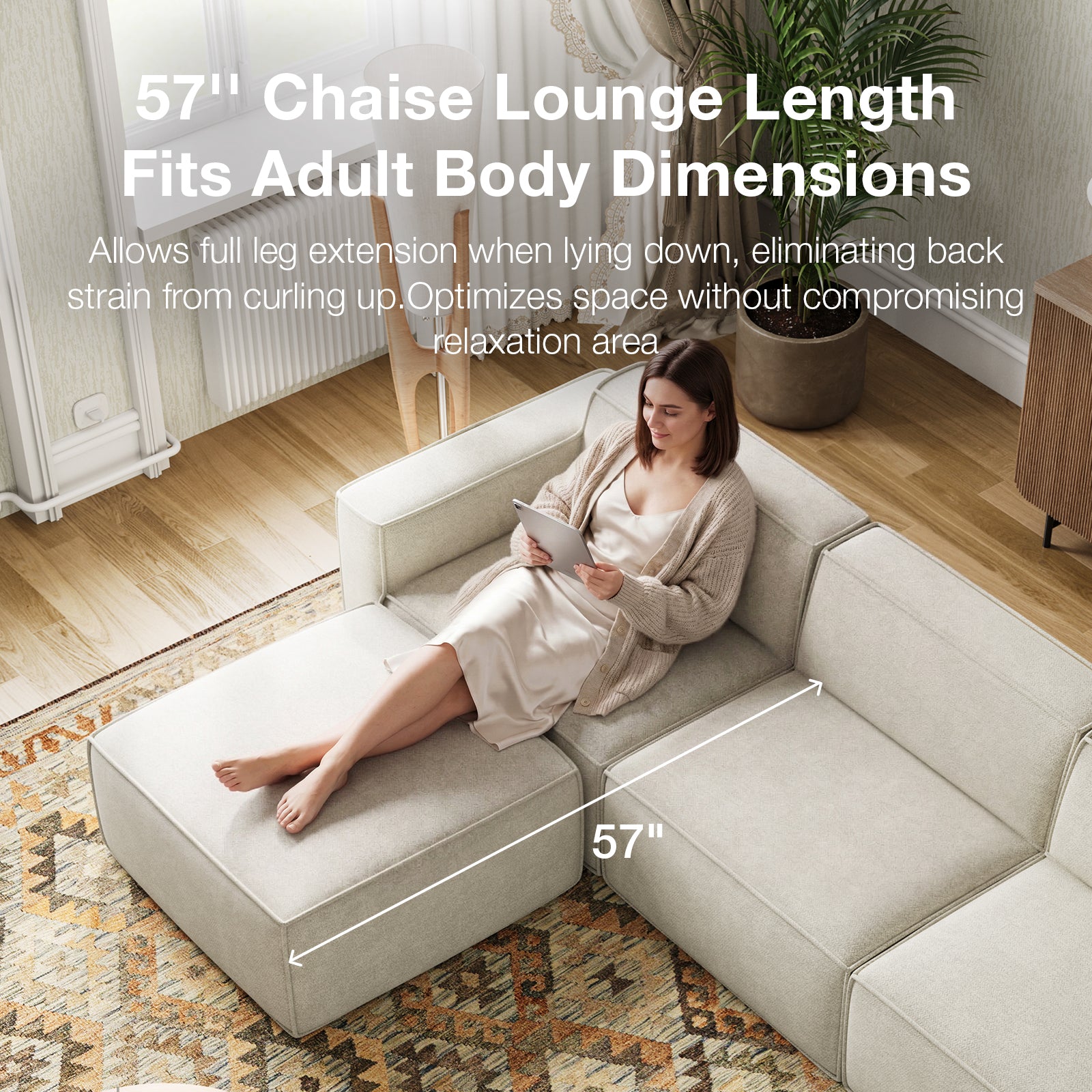 Minimalist Performance Chenille Modular Sofa - Beige
