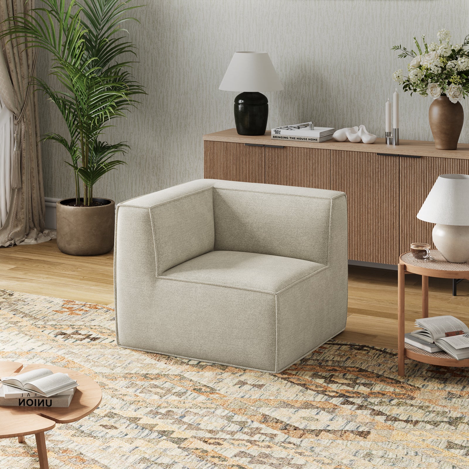 Minimalist Performance Chenille Modular Sofa - Beige