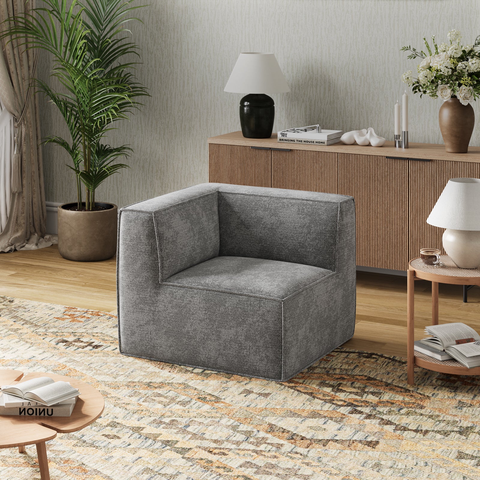 Minimalist Performance Chenille Modular Sofa - Dark Gray