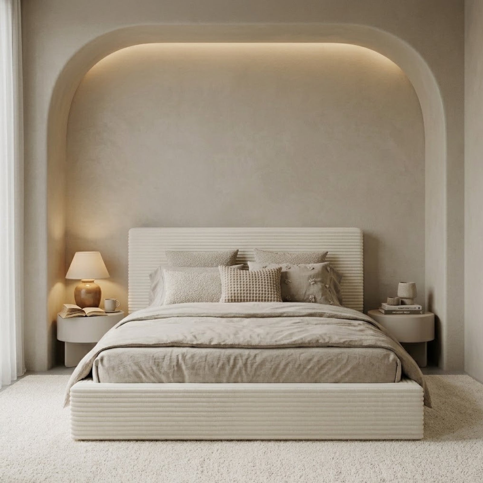 CloudSoft Corduroy Upholstered Platform Bed Frame