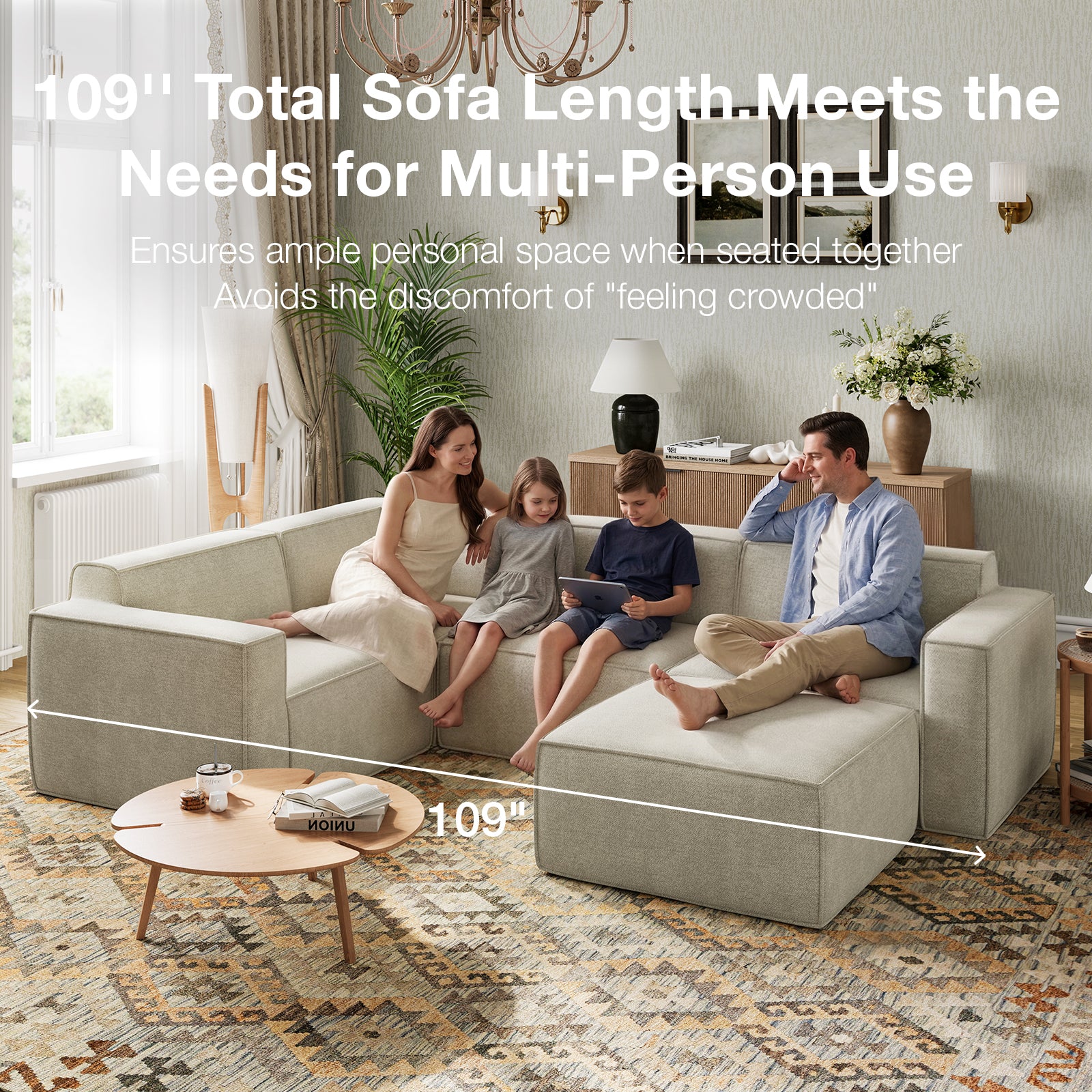 Minimalist Performance Chenille Modular Sofa - Beige