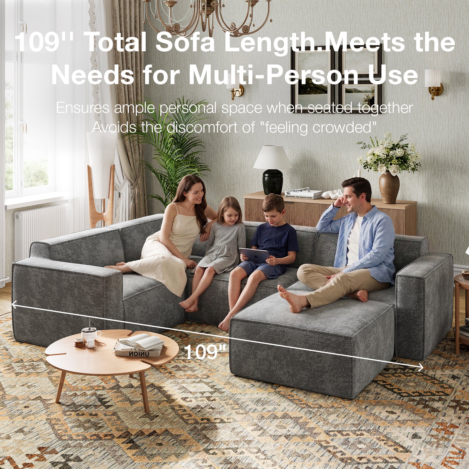 Minimalist Performance Chenille Modular Sofa - Dark Gray
