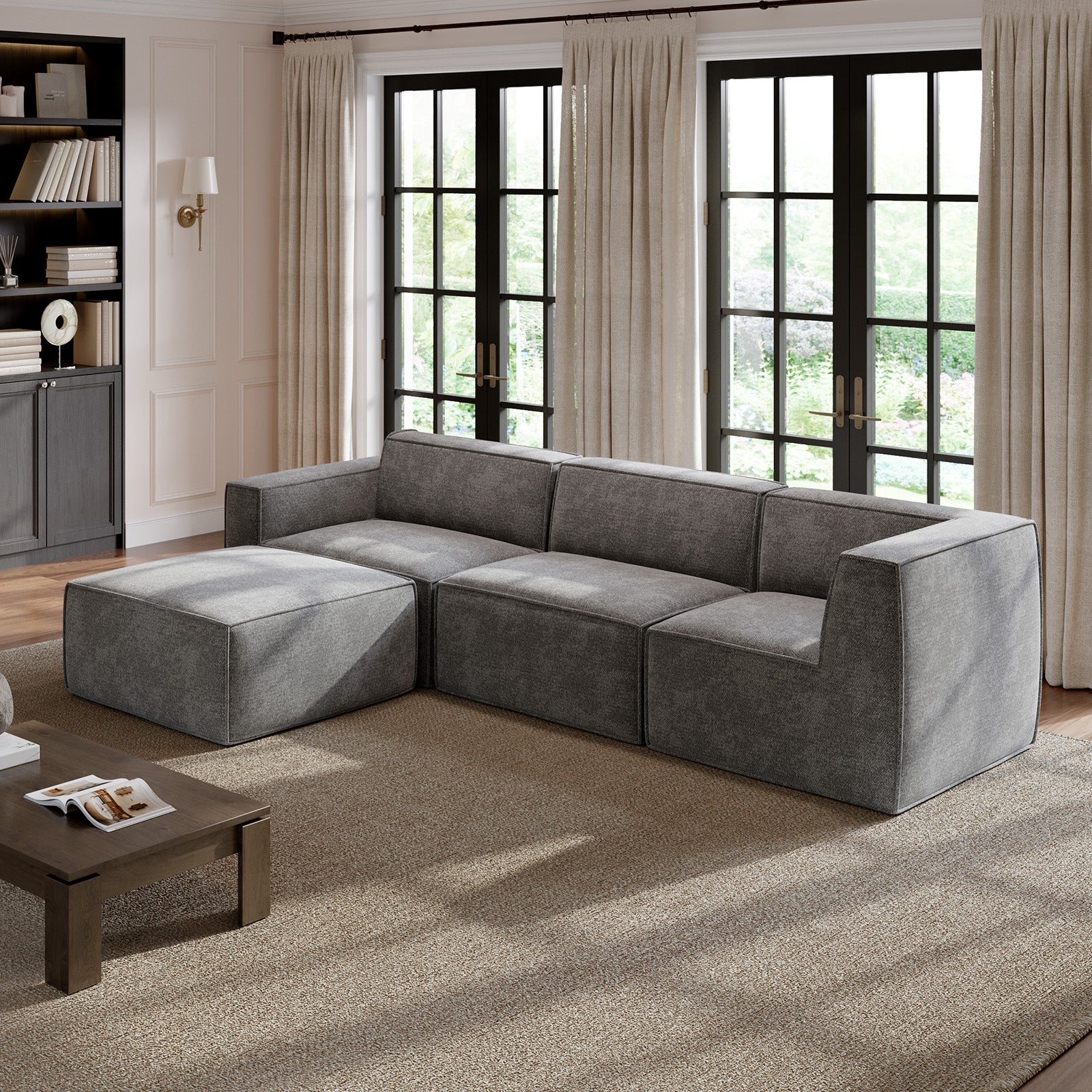 Minimalist Performance Chenille Modular Sofa - Dark Gray