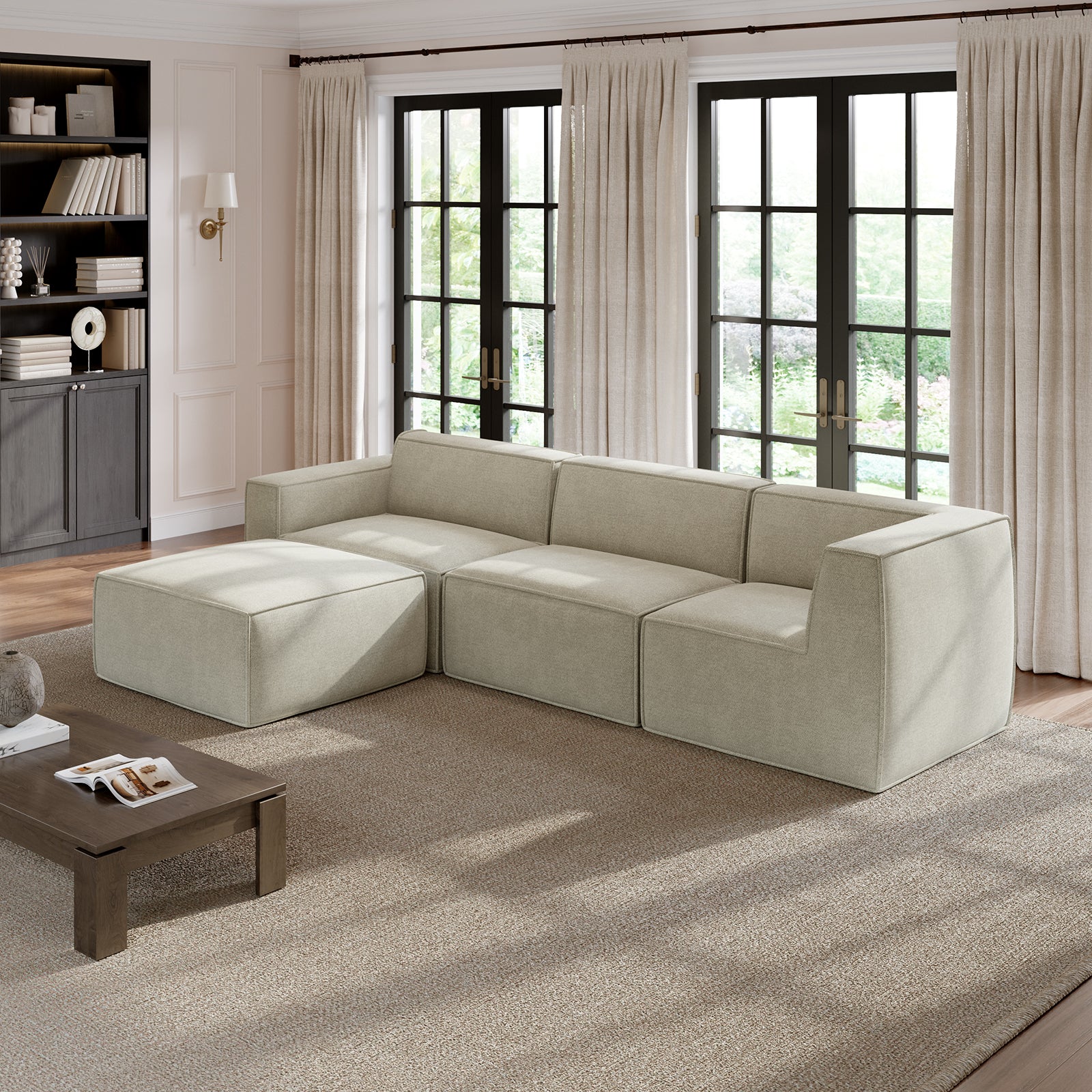 Minimalist Performance Chenille Modular Sofa - Beige