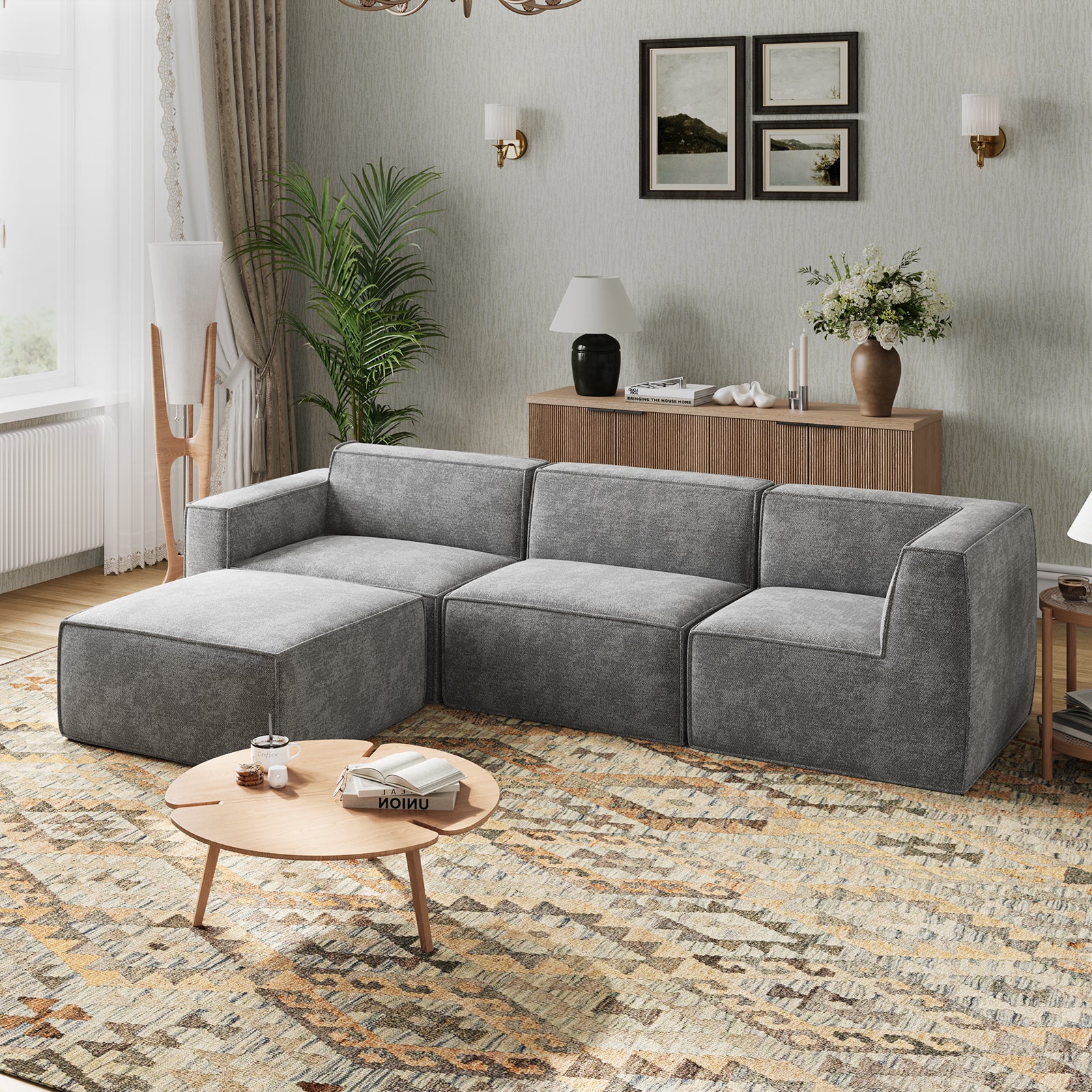 Minimalist Performance Chenille Modular Sofa - Dark Gray