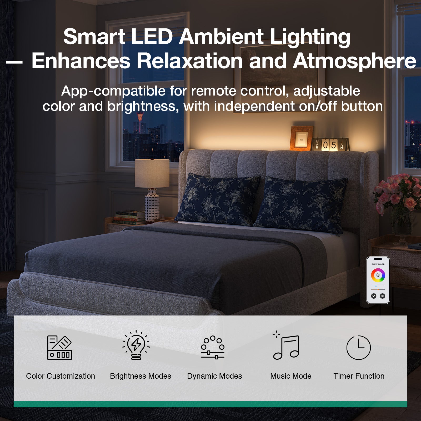 GlowCharge LED Bed Frame