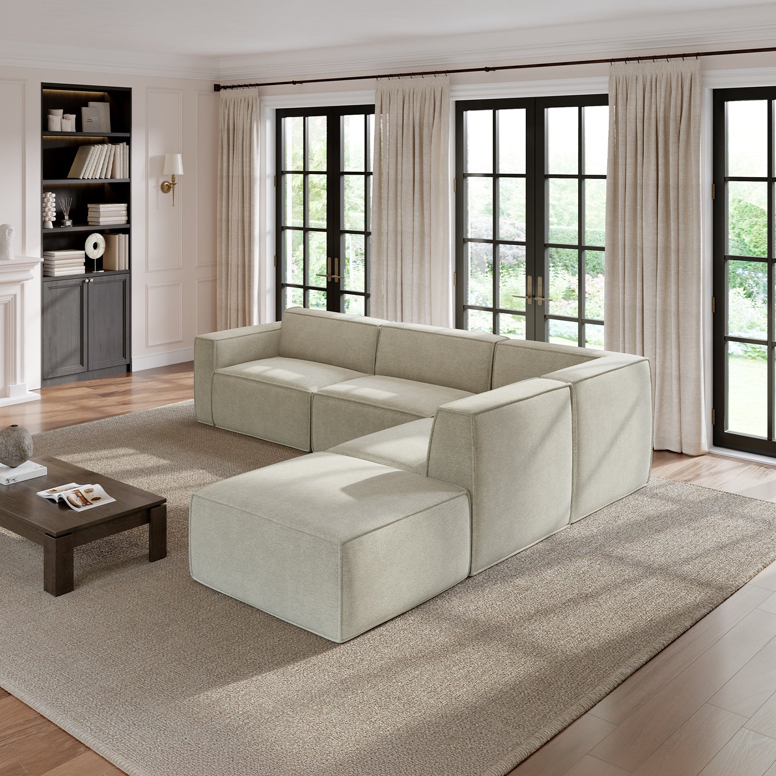 Minimalist Performance Chenille Modular Sofa - Beige