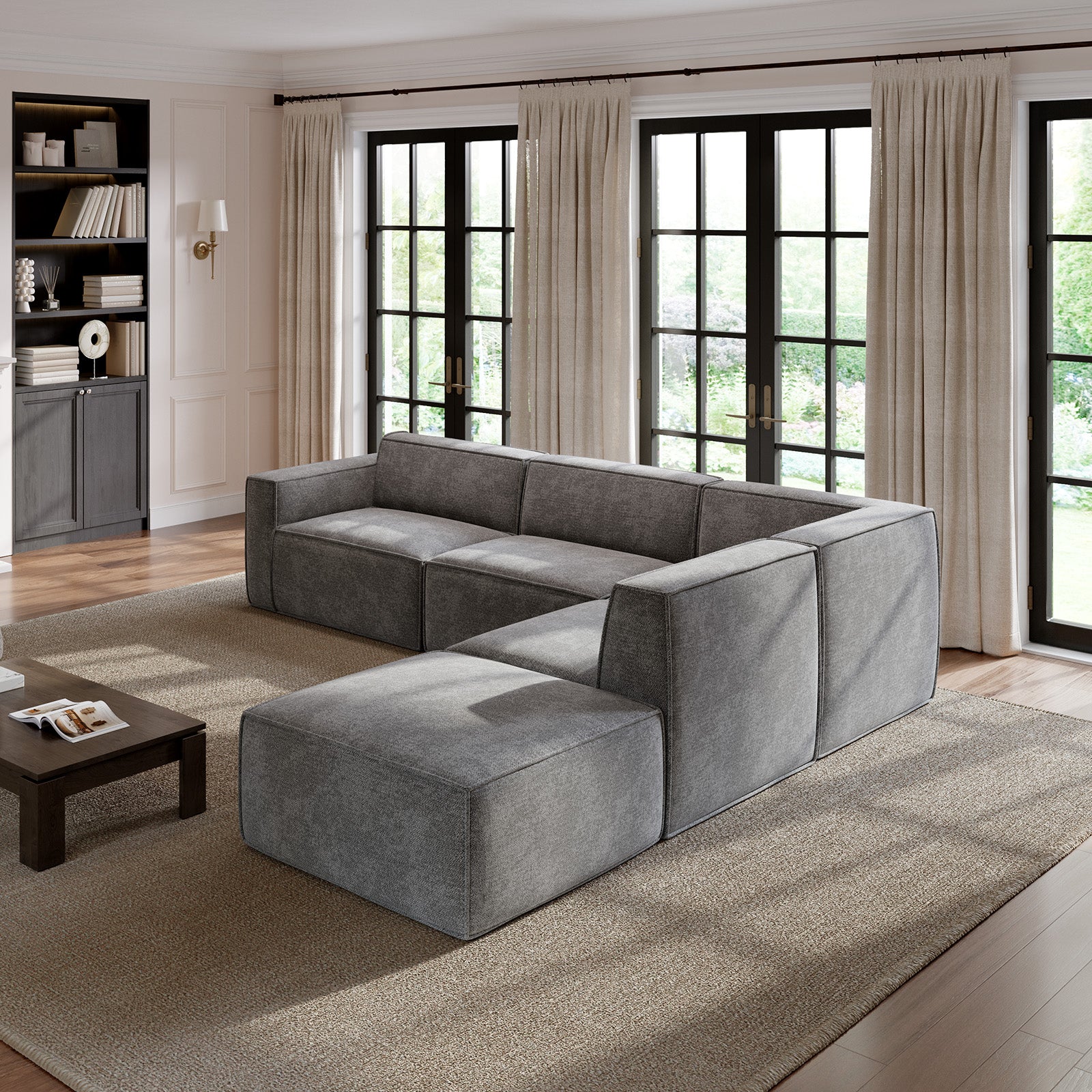 Minimalist Performance Chenille Modular Sofa - Dark Gray